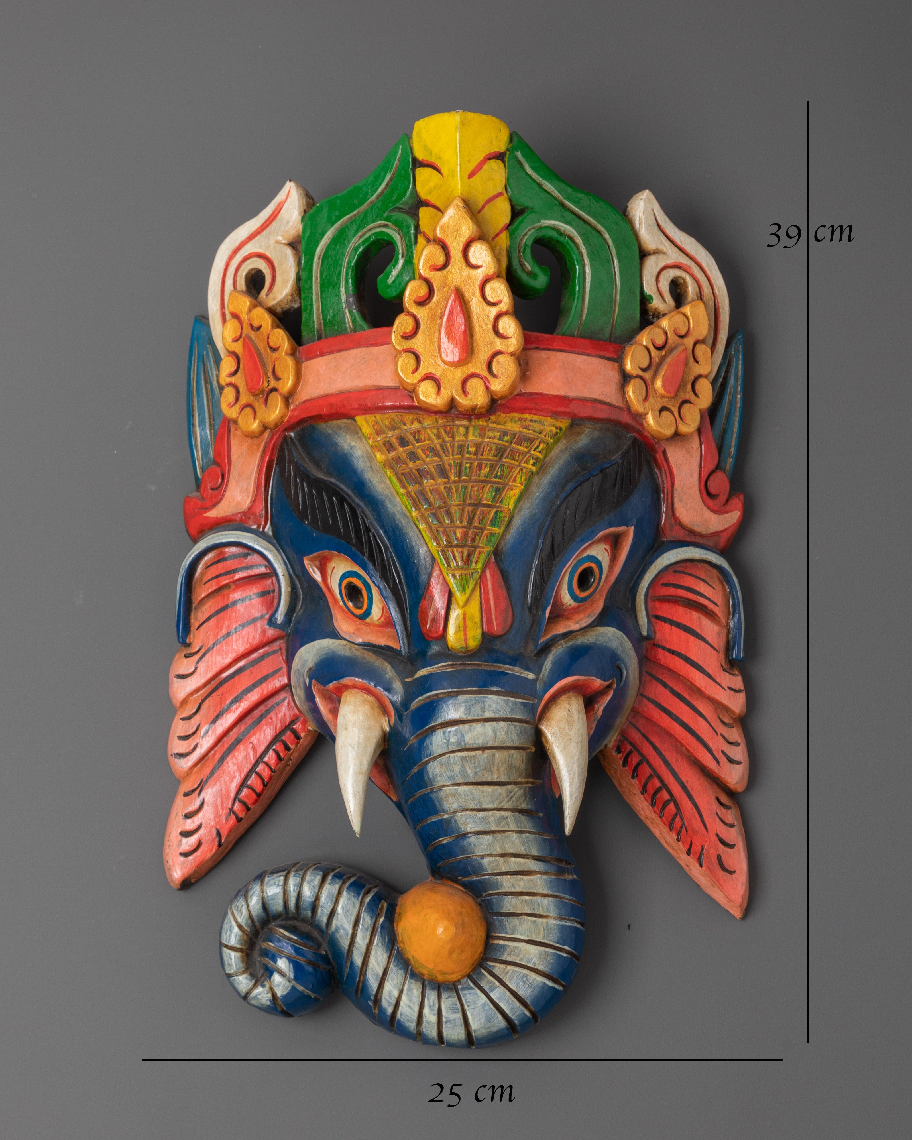 Lord Ganesha Wooden Mask Wall Hanging | Symbol of  Blessings and Protection