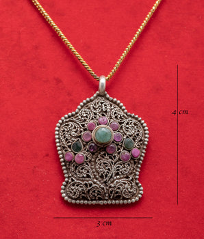 Handmade Silver Flower Motif Pendant | Traditional Filigree Jewelry
