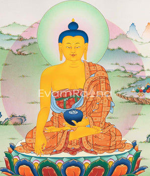 Shakyamuni Buddha Thangka Print for Spiritual Awakening | The Canvas Of Enlightenment