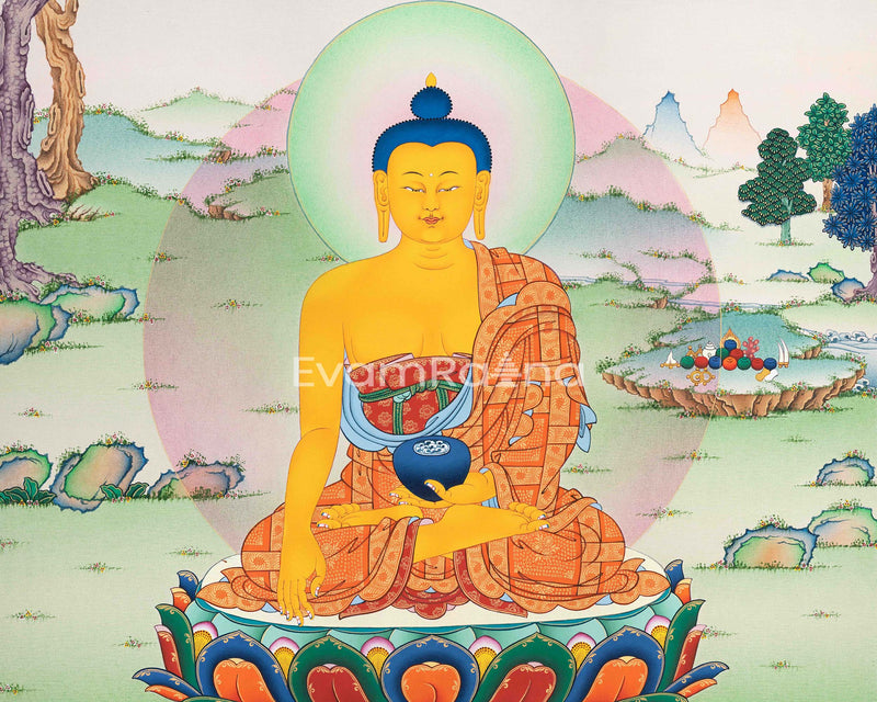 Shakyamuni Buddha Thangka Print for Spiritual Awakening | The Canvas Of Enlightenment