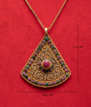 Silver Locket with Ruby | Ruby and Panna Stones