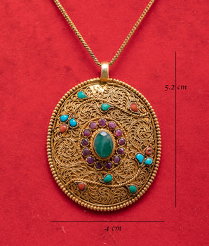 Panna Stone Pendant | Coral Ruby Necklace