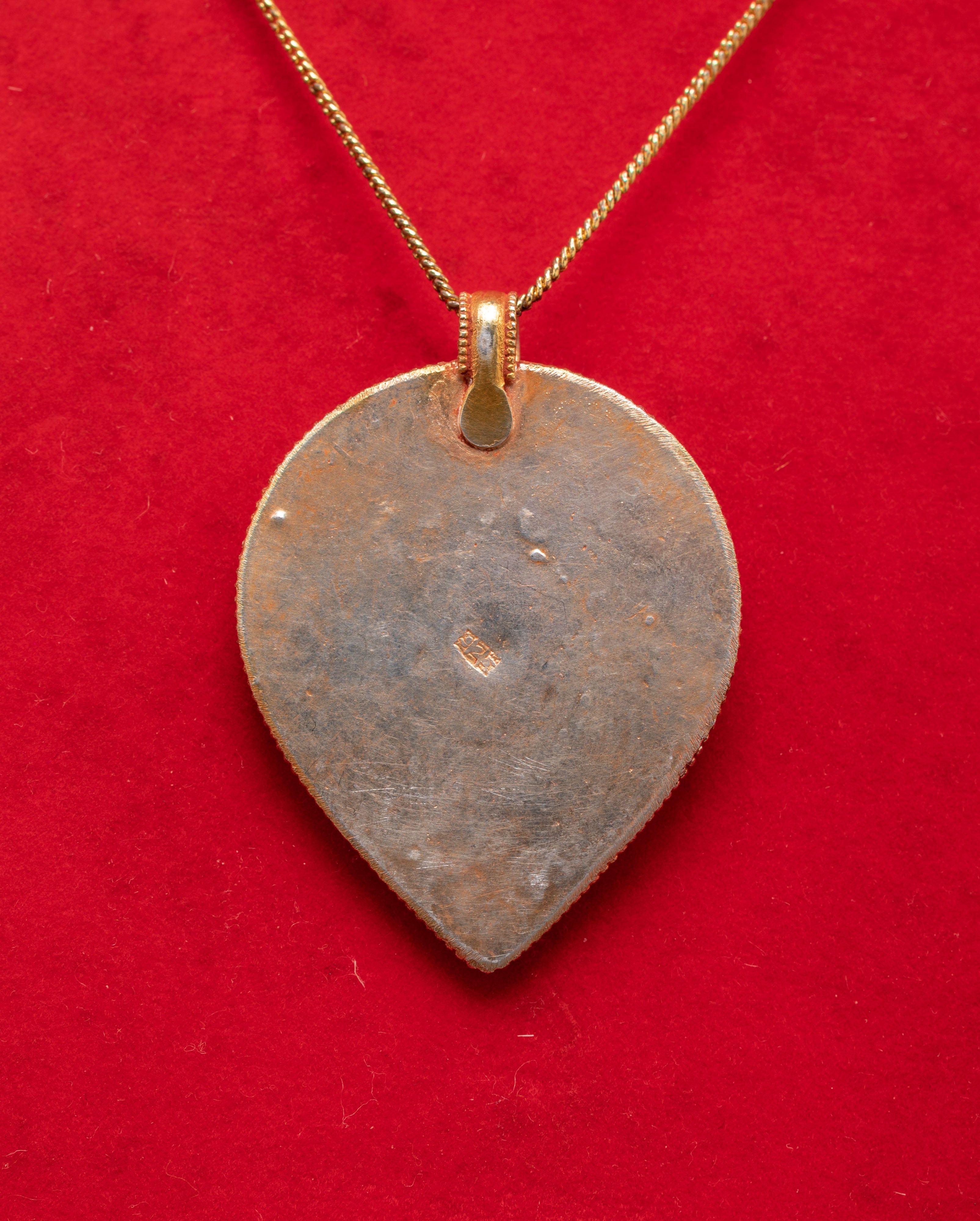 Silver Locket with Coral | Turquoise and Ruby