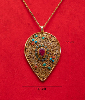 Panna Locket | Ruby Coral Turquoise Pendant