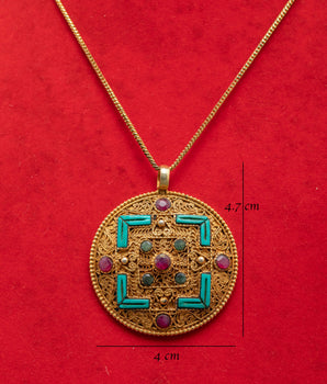 Gold Plated Locket with Turquoise | Elegant Pendant for Protection
