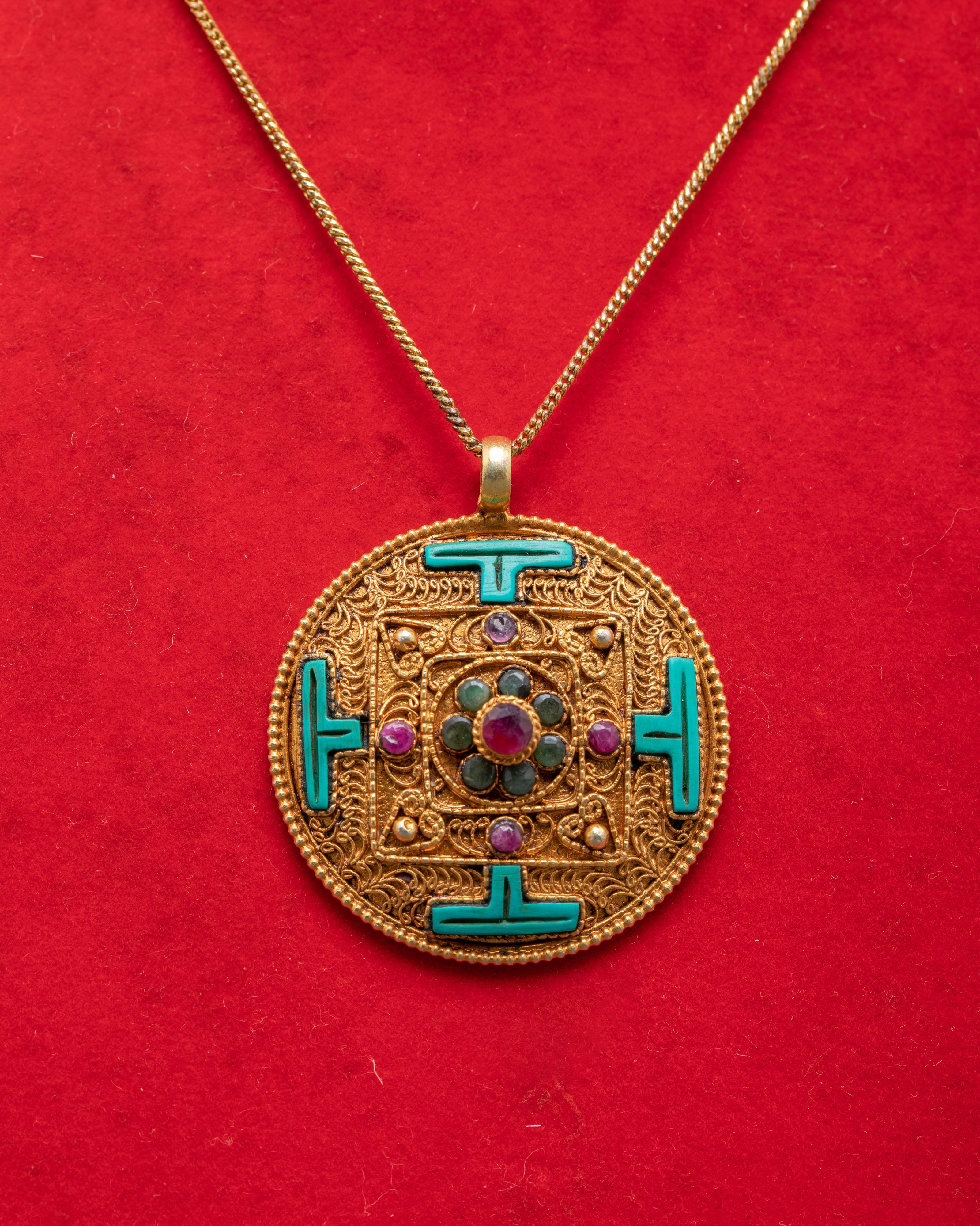 Gold Plated Locket With Ruby | Elegant Pendant for Protection