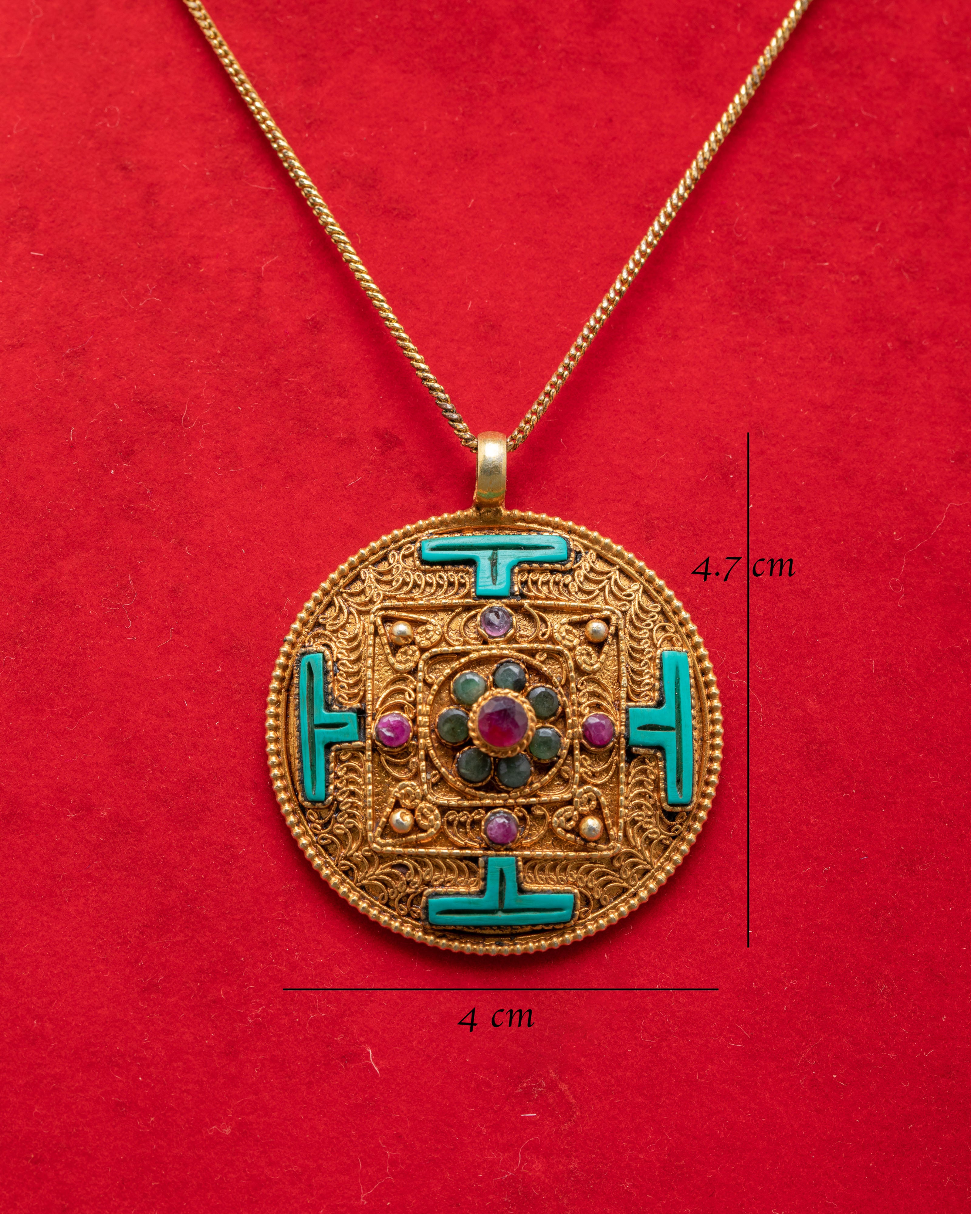 Gold Plated Locket With Ruby | Elegant Pendant for Protection