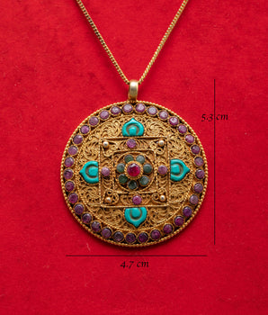 Silver Locket with Pearl | Panna, Coral and Turquoise