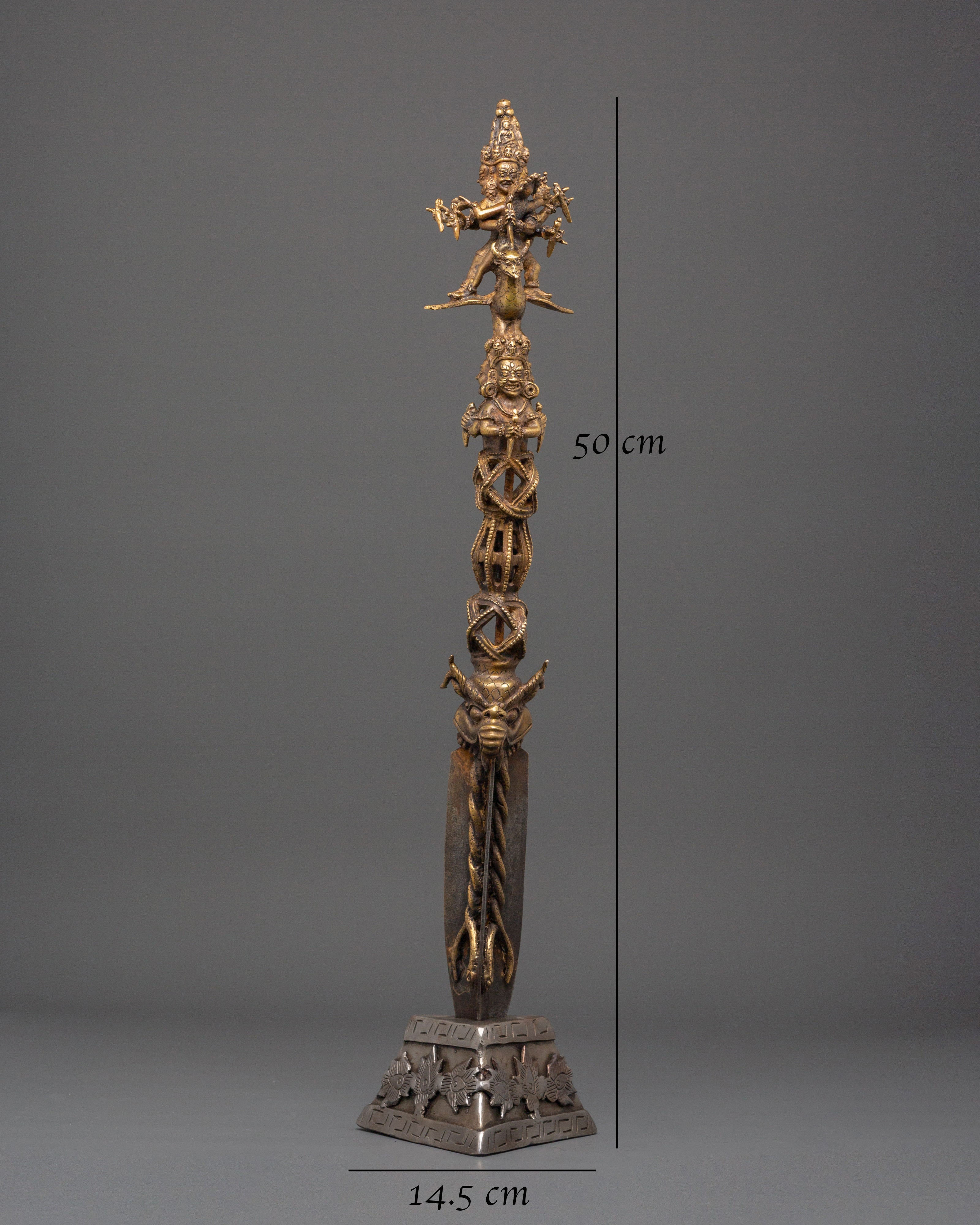Sacred Buddhist Protective  Phurba | Iron & Bronze Ritual Dagger