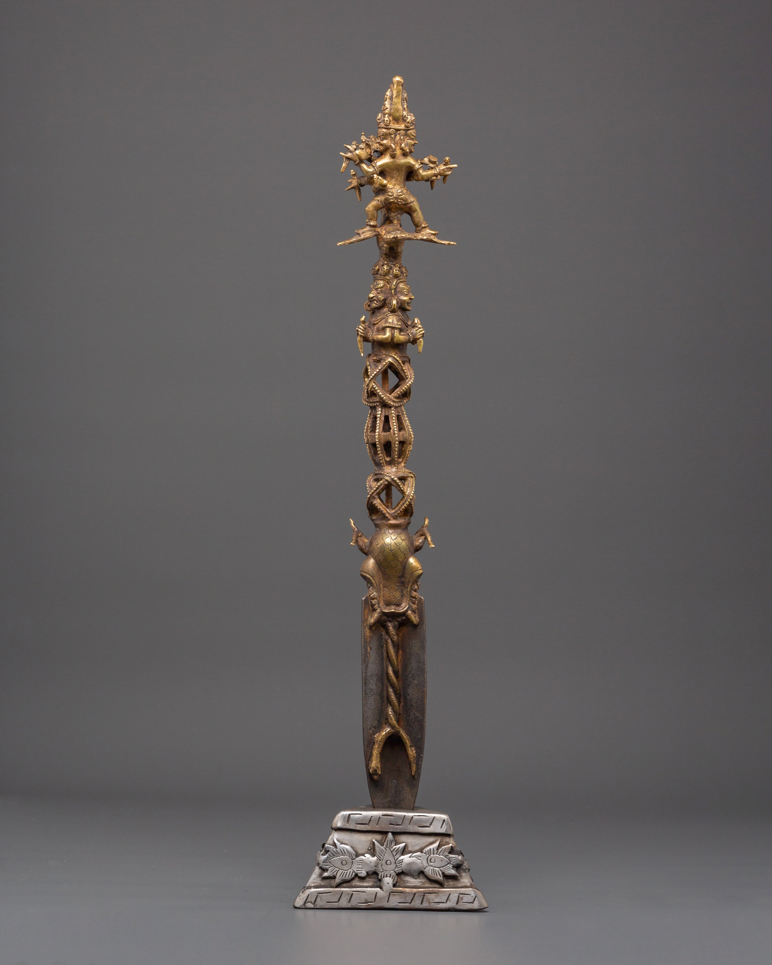 Sacred Buddhist Protective  Phurba | Iron & Bronze Ritual Dagger