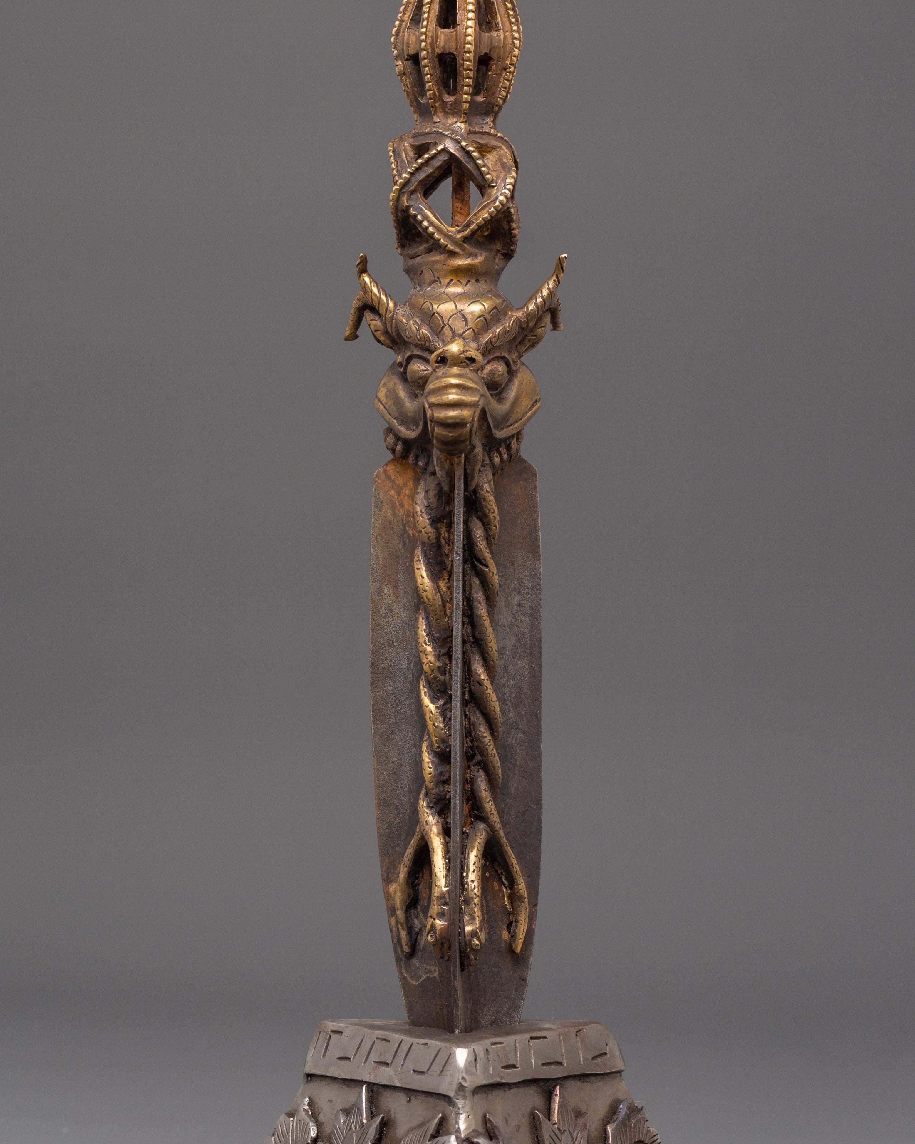 Sacred Buddhist Protective  Phurba | Iron & Bronze Ritual Dagger