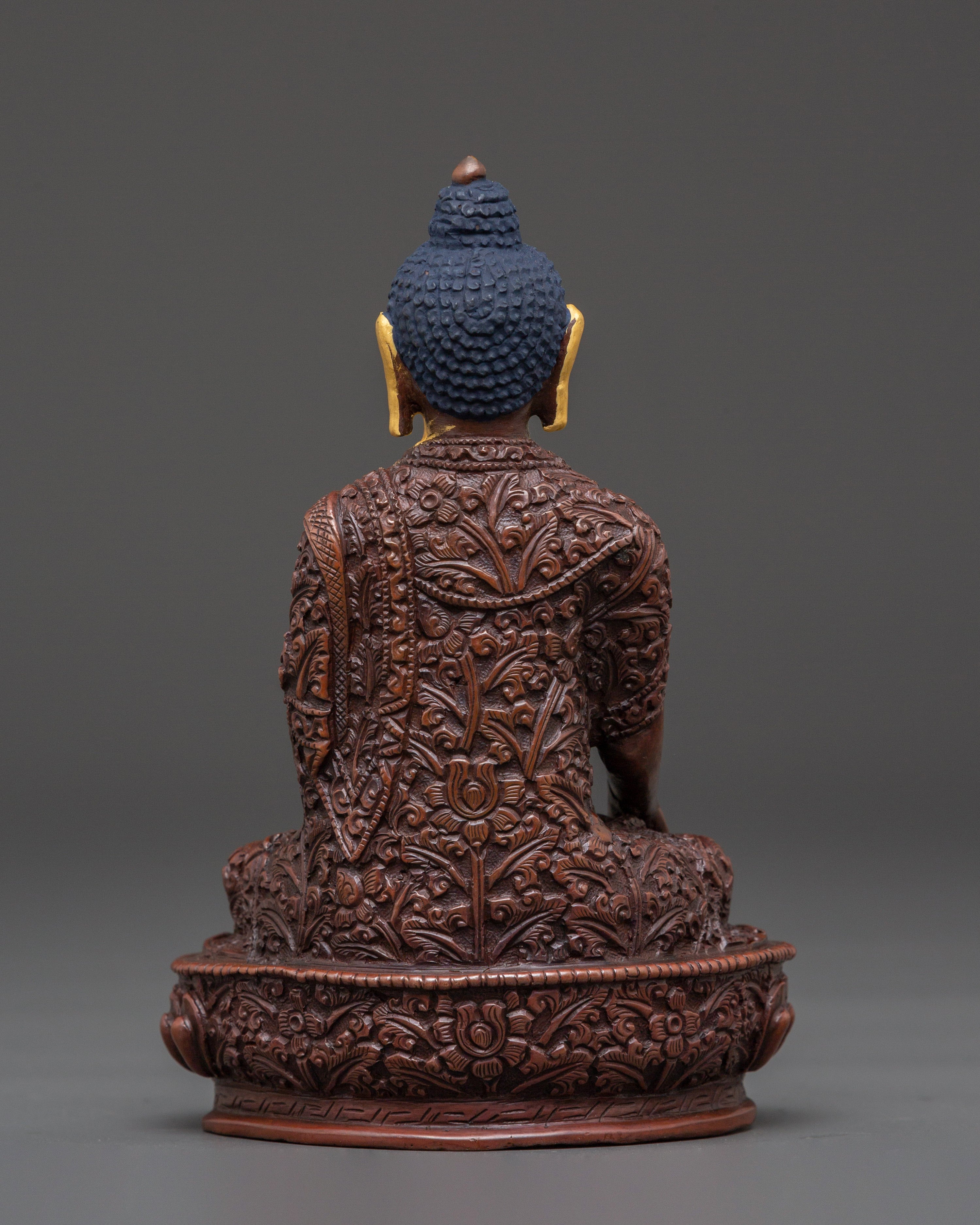 Sacred Tibetan Shakyamuni Buddha Figurine | Oxidized Copper Buddha Statue
