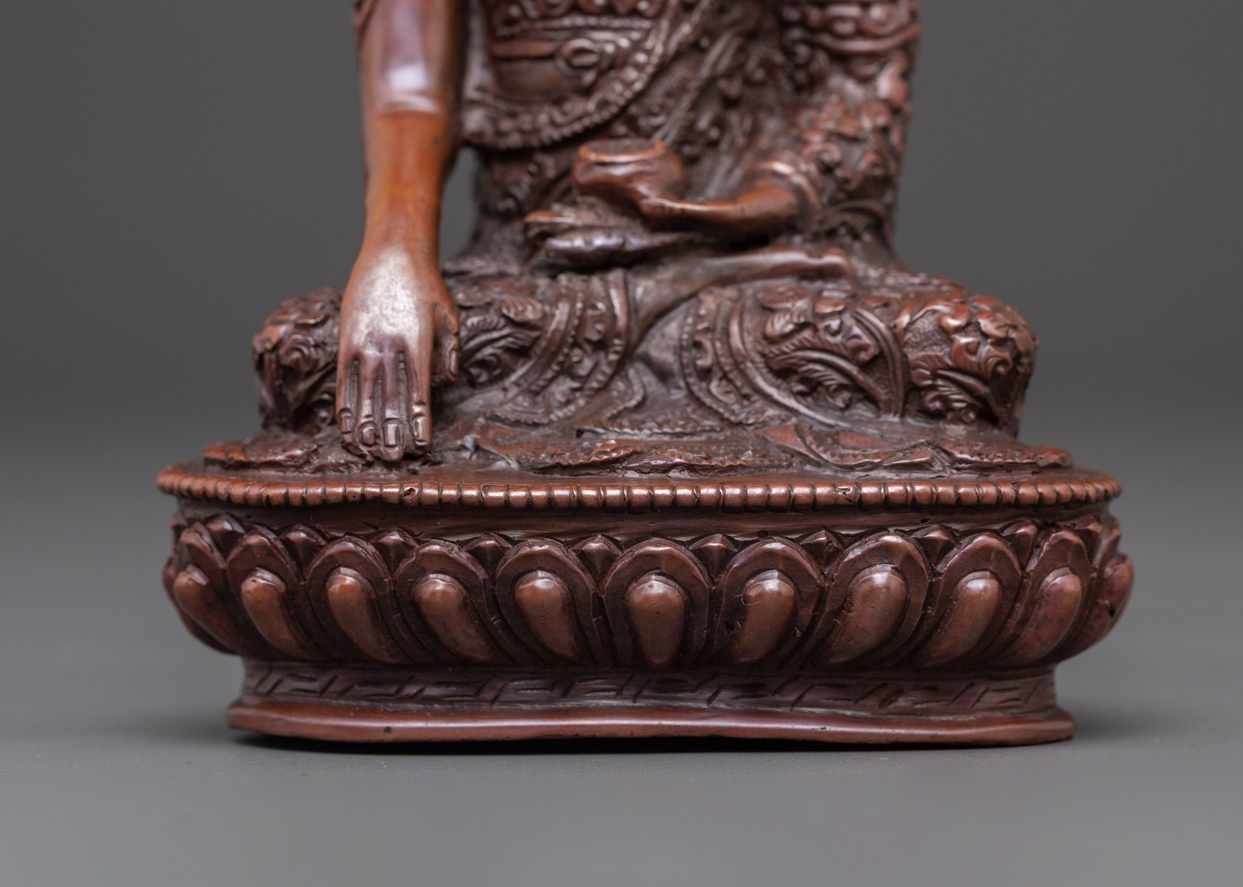 Sacred Tibetan Shakyamuni Buddha Figurine | Oxidized Copper Buddha Statue