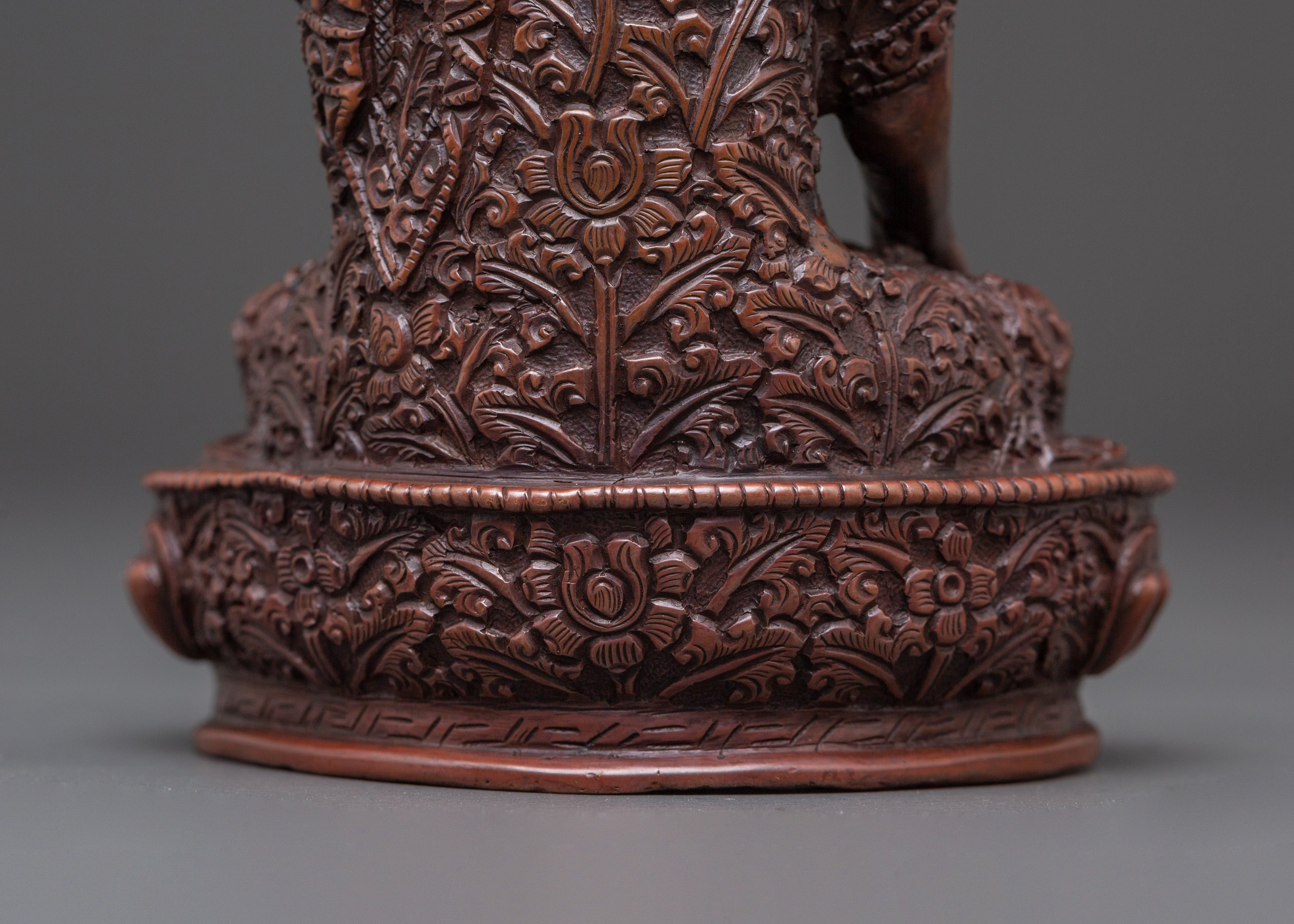 Sacred Tibetan Shakyamuni Buddha Figurine | Oxidized Copper Buddha Statue