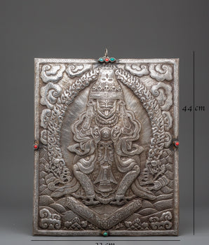 Tibetan Traditional Wall Hanging | Spiritual Decor with Iron & Stone Accents