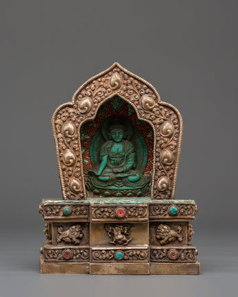 Tibetan Ghau Box with Buddha Sculpture for Relics