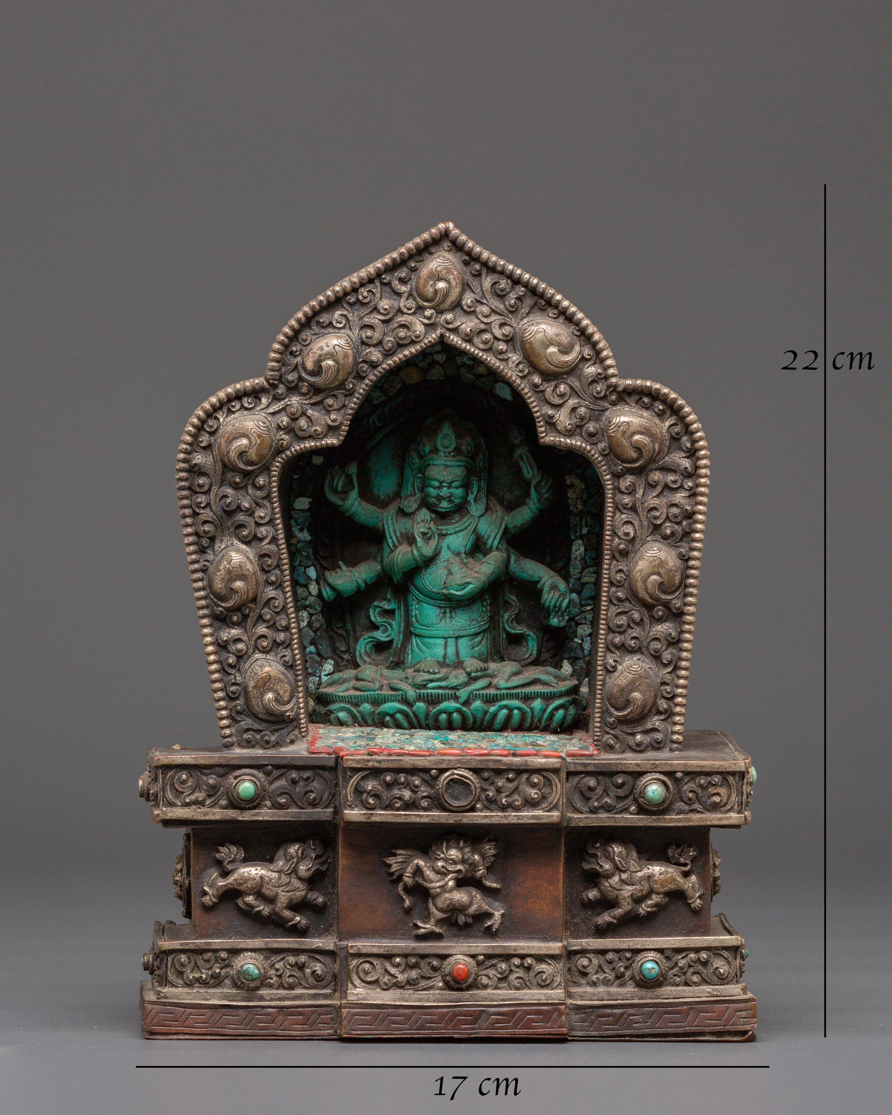 Traditional Six Armed Mahakala Ghau Box | Symbol Of Protection