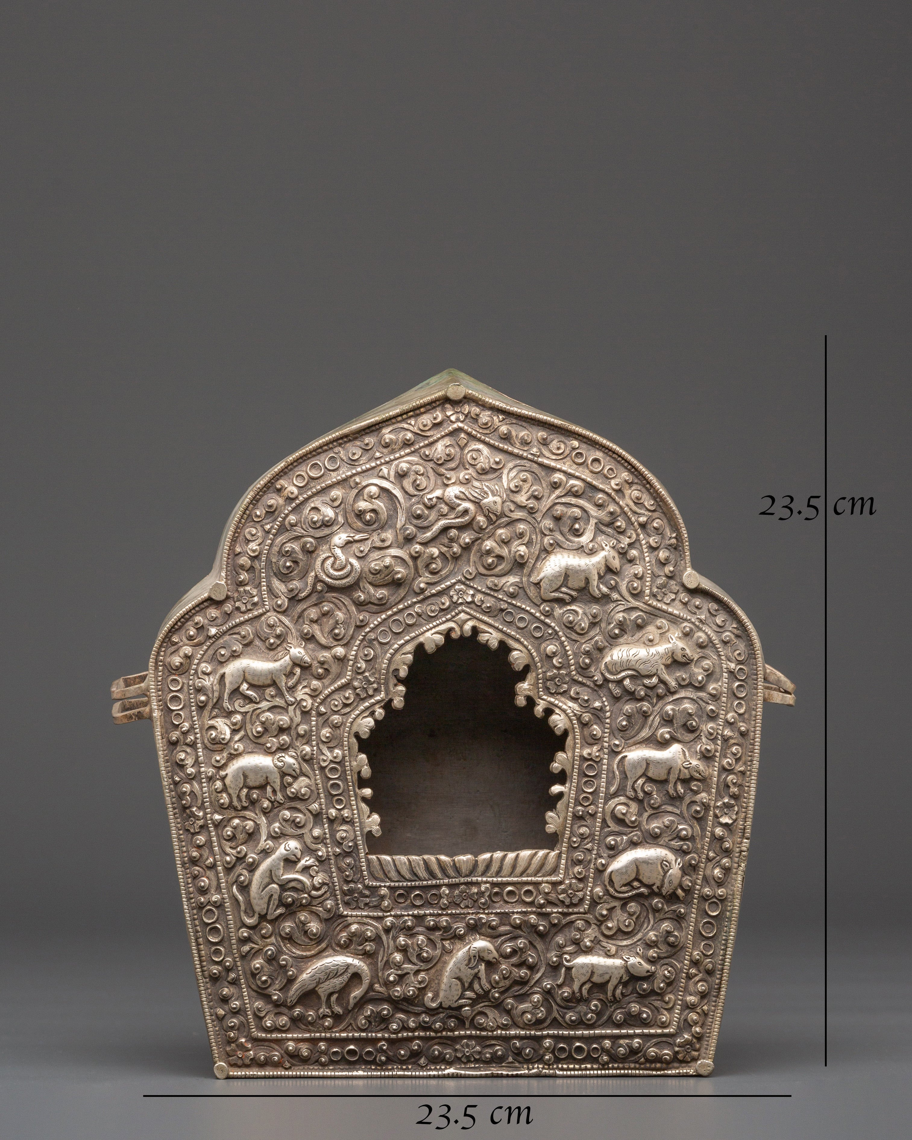 Authentic Handmade Ghau Box | Buddhist Ghau Box with Intricate Animal Motifs