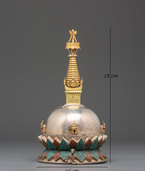 24k Gold Plated Tibetan Stupa | Symbol of Enlightenment