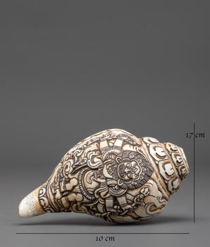 Hand Craved Six Armed Mahakala Conch | Symbol of Wisdom
