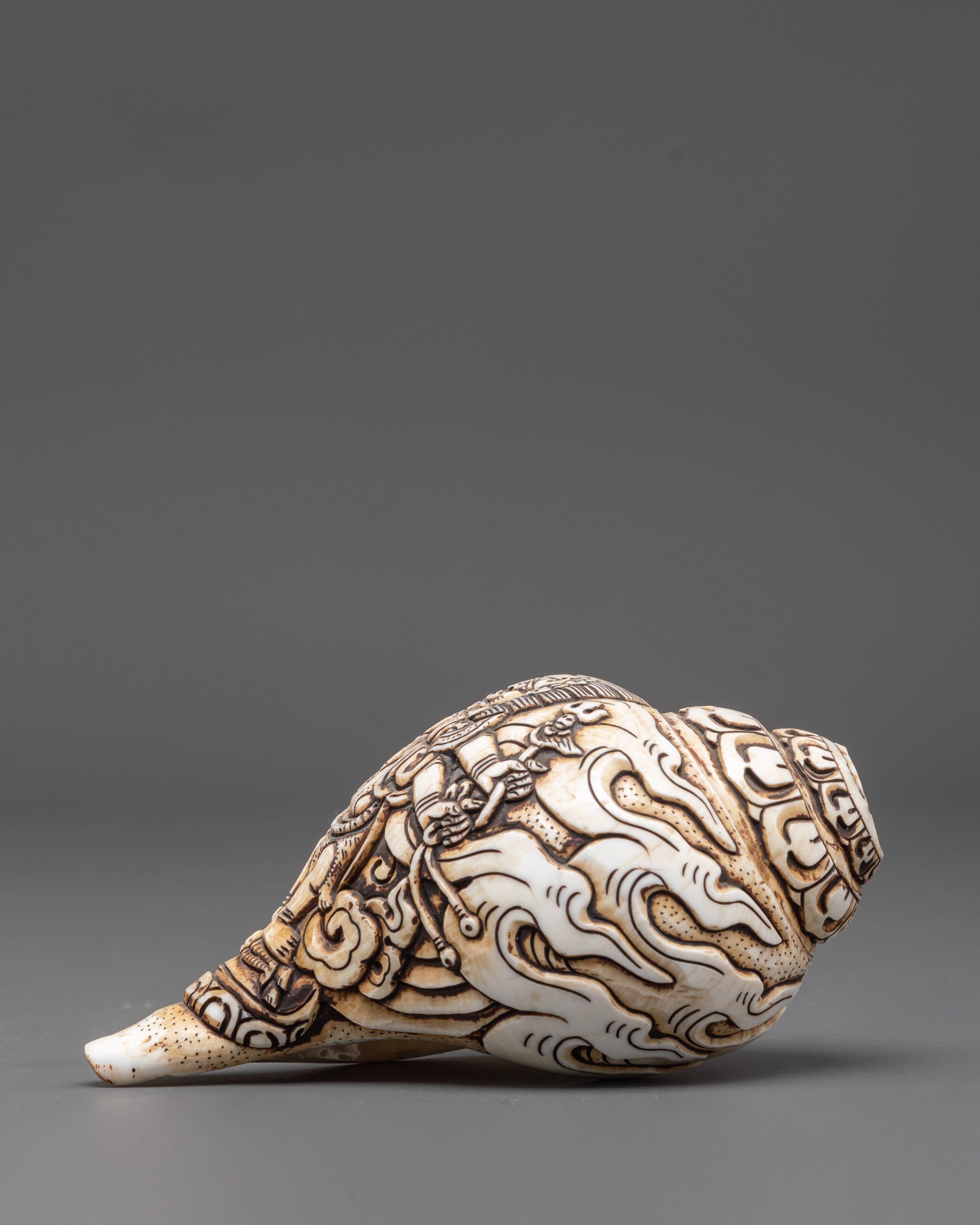 Hand Craved Six Armed Mahakala Conch | Symbol of Wisdom