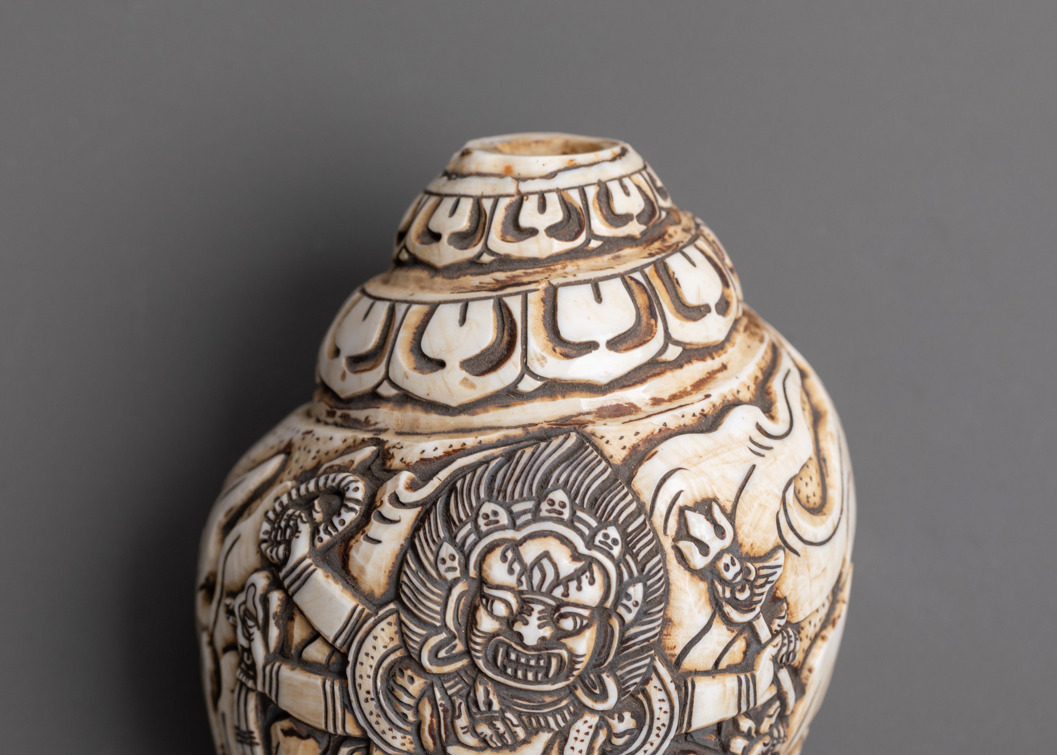Hand Craved Six Armed Mahakala Conch | Symbol of Wisdom