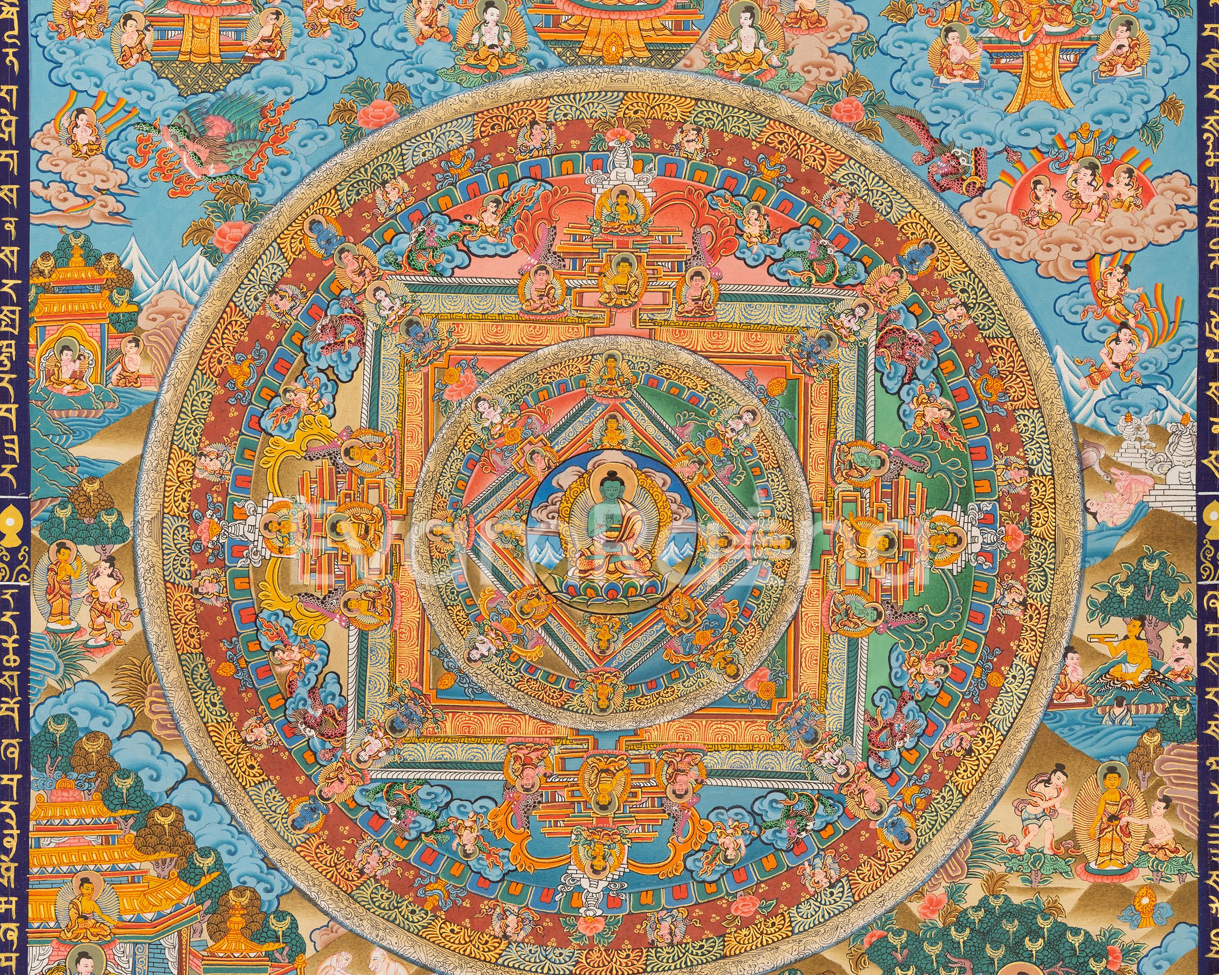 Amoghasiddhi Buddha Mandala Thangka | Meditation Mandala Painting