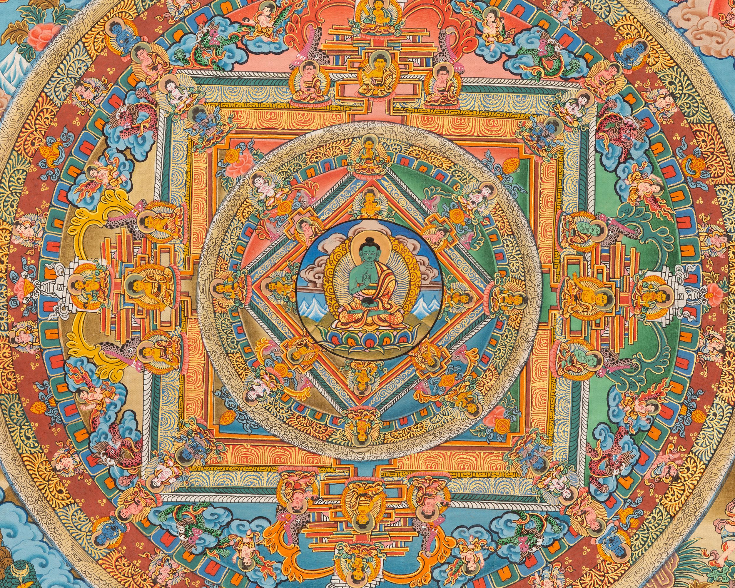 Amoghasiddhi Buddha Mandala Thangka | Meditation Mandala Painting