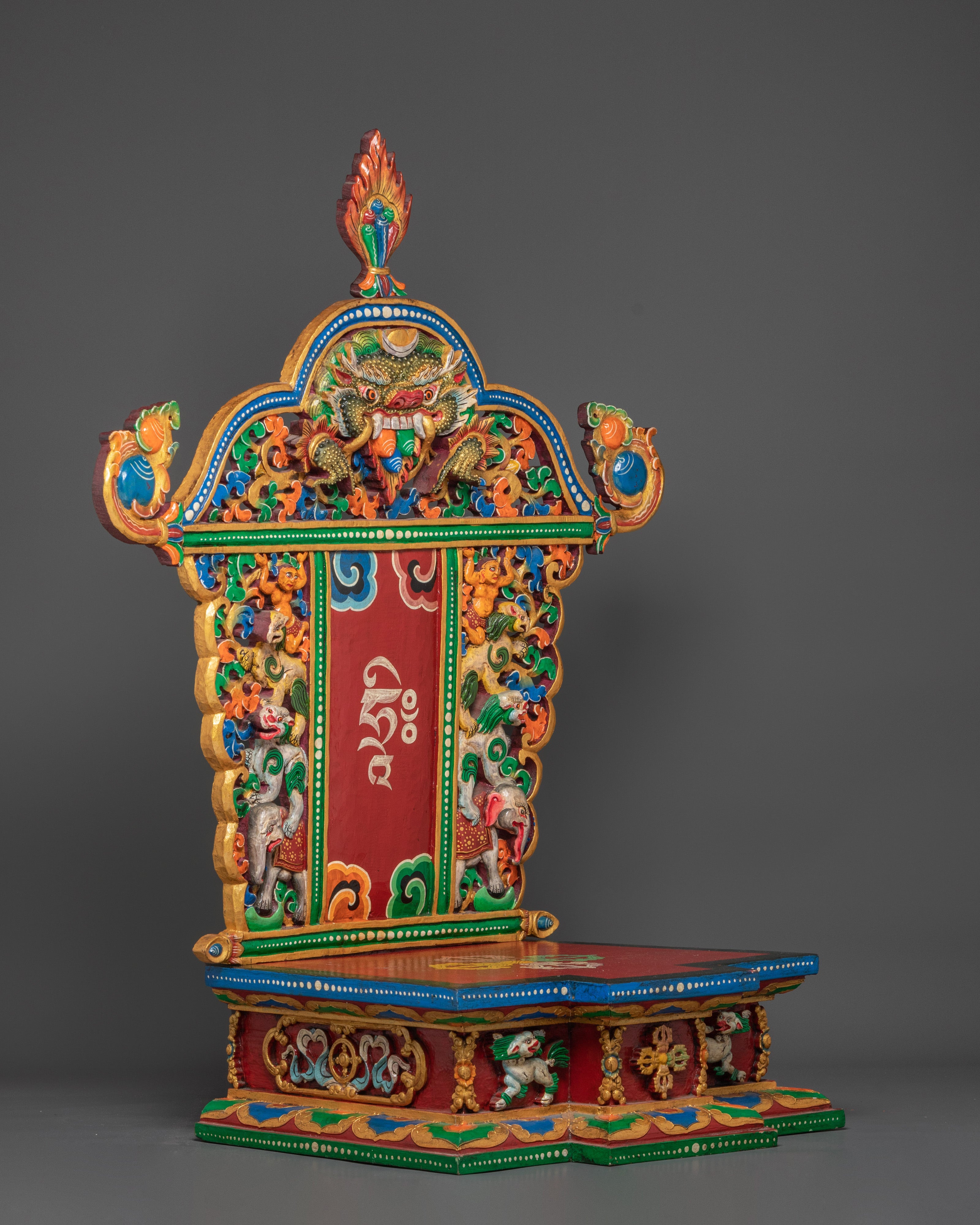 Traditional Buddhist Throne for Statue | Sacred Ritual Throne for Shrine