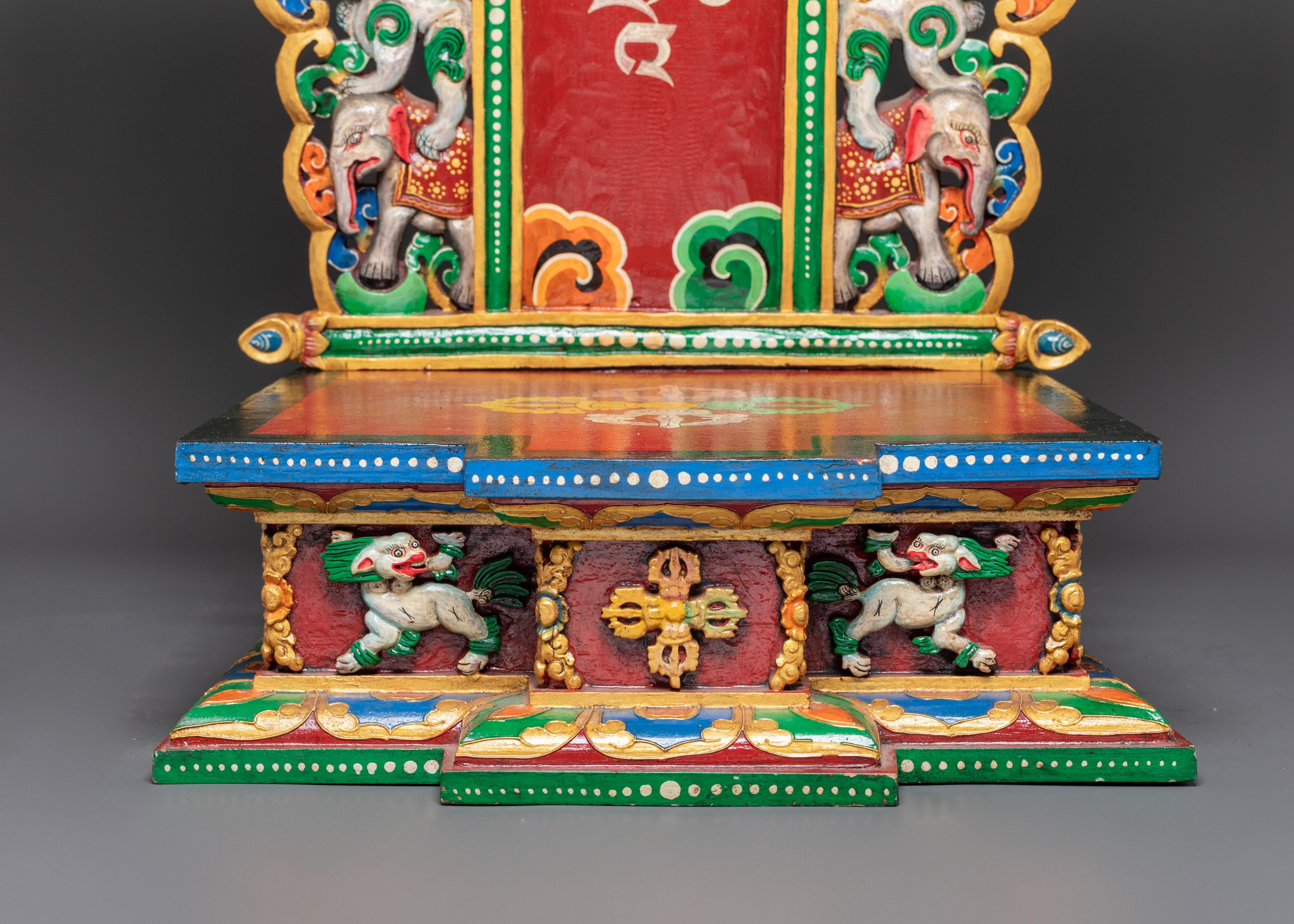 Traditional Buddhist Throne for Statue | Sacred Ritual Throne for Shrine