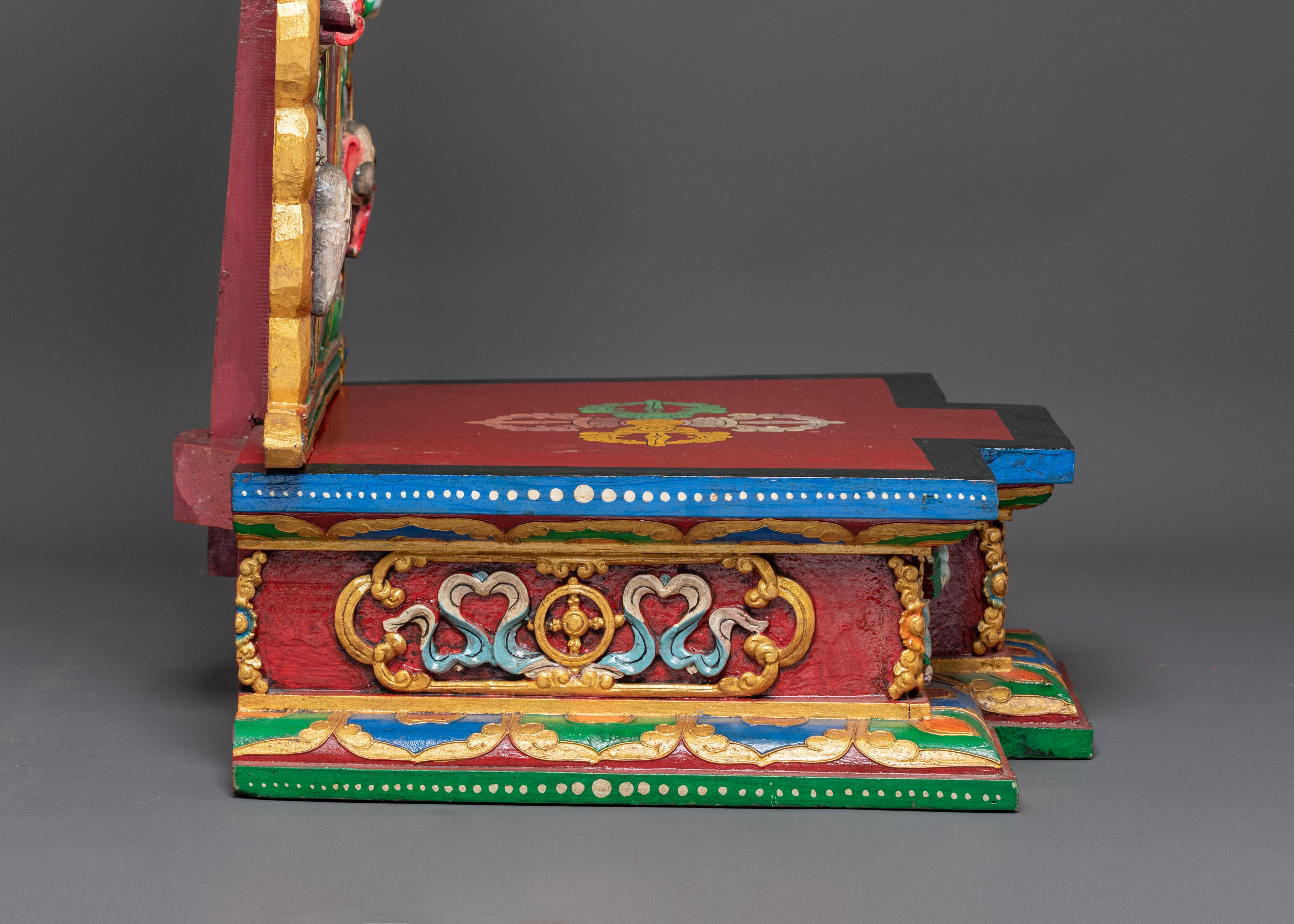 Traditional Buddhist Throne for Statue | Sacred Ritual Throne for Shrine