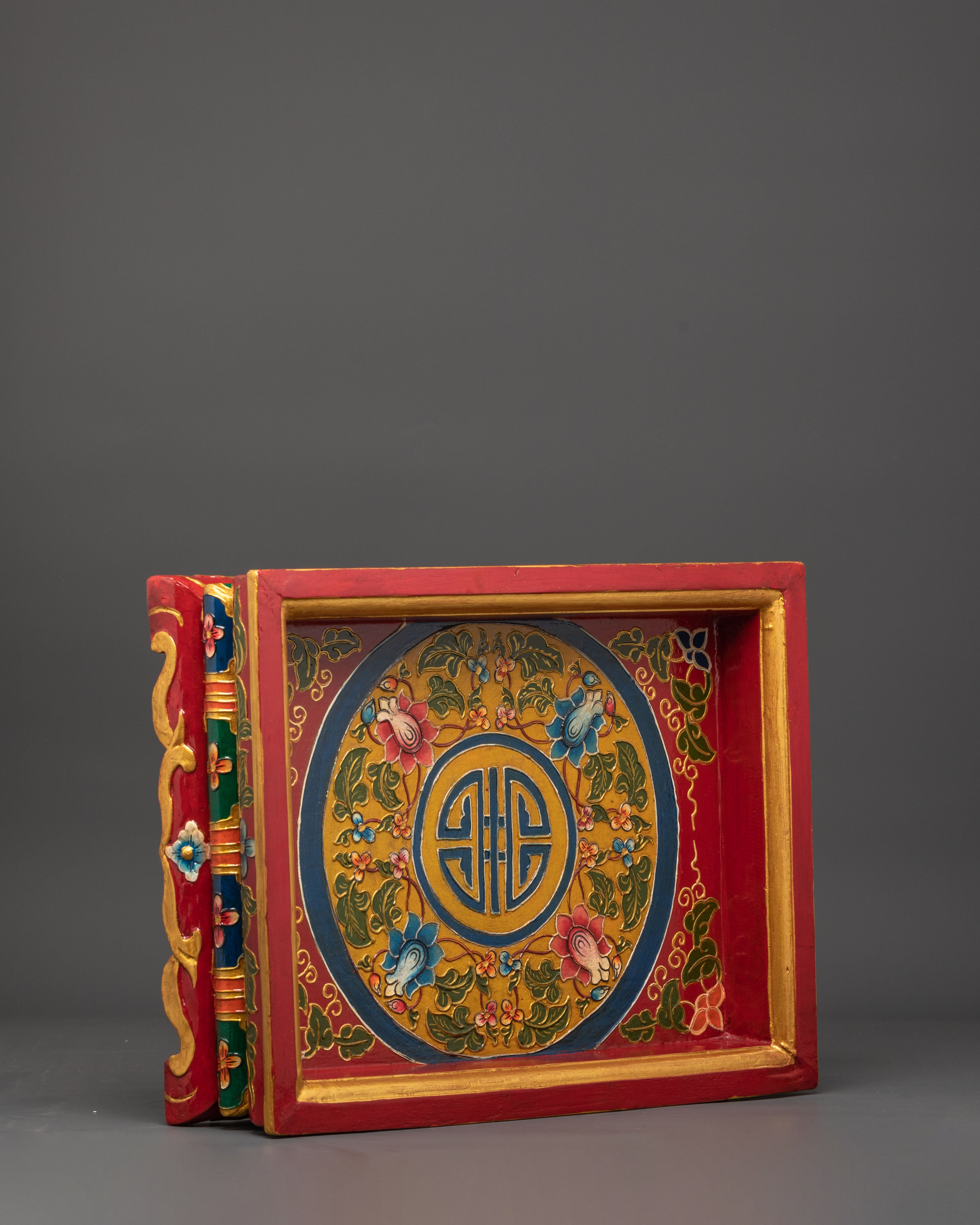 Wooden Tibetan Tray | Spiritual Tray for Rituals & Offering