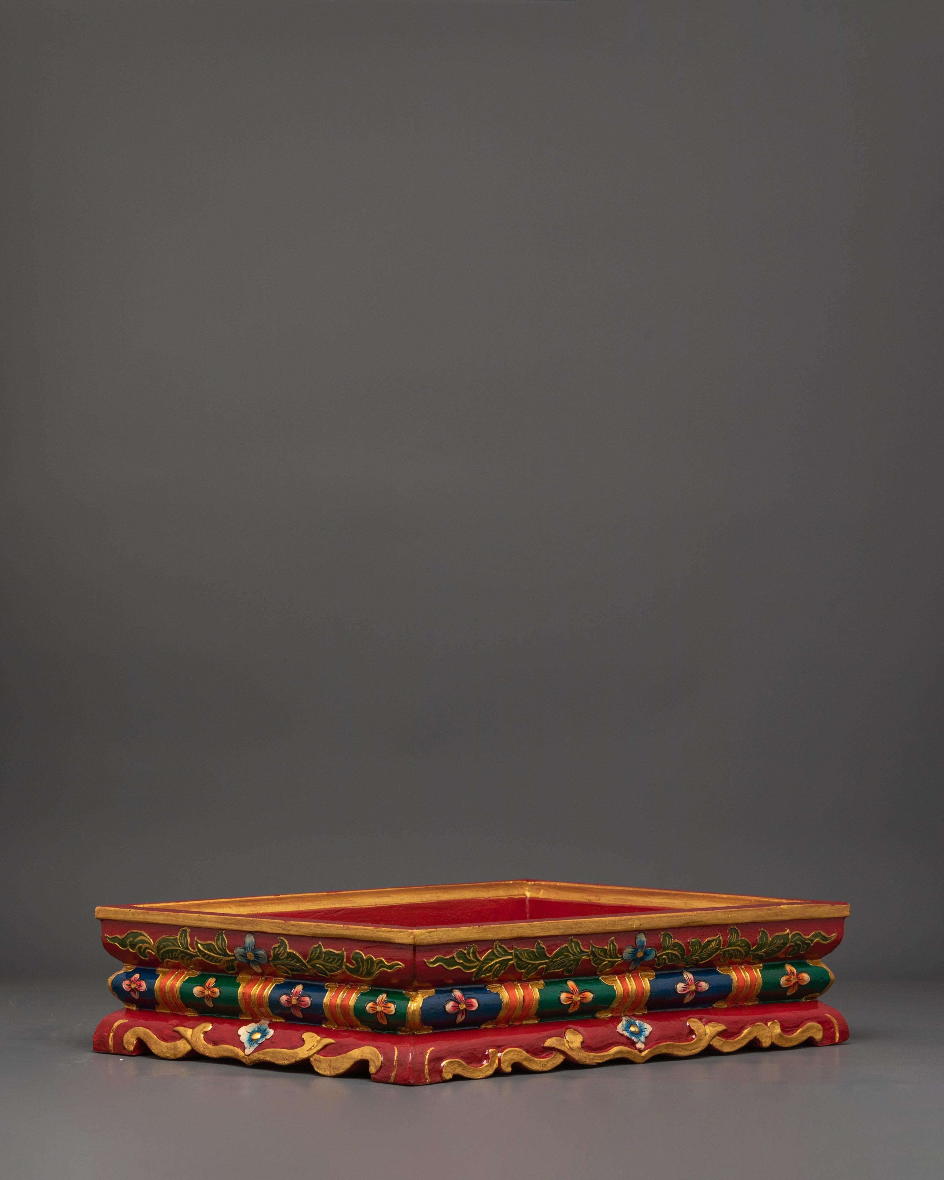 Wooden Tibetan Tray | Spiritual Tray for Rituals & Offering