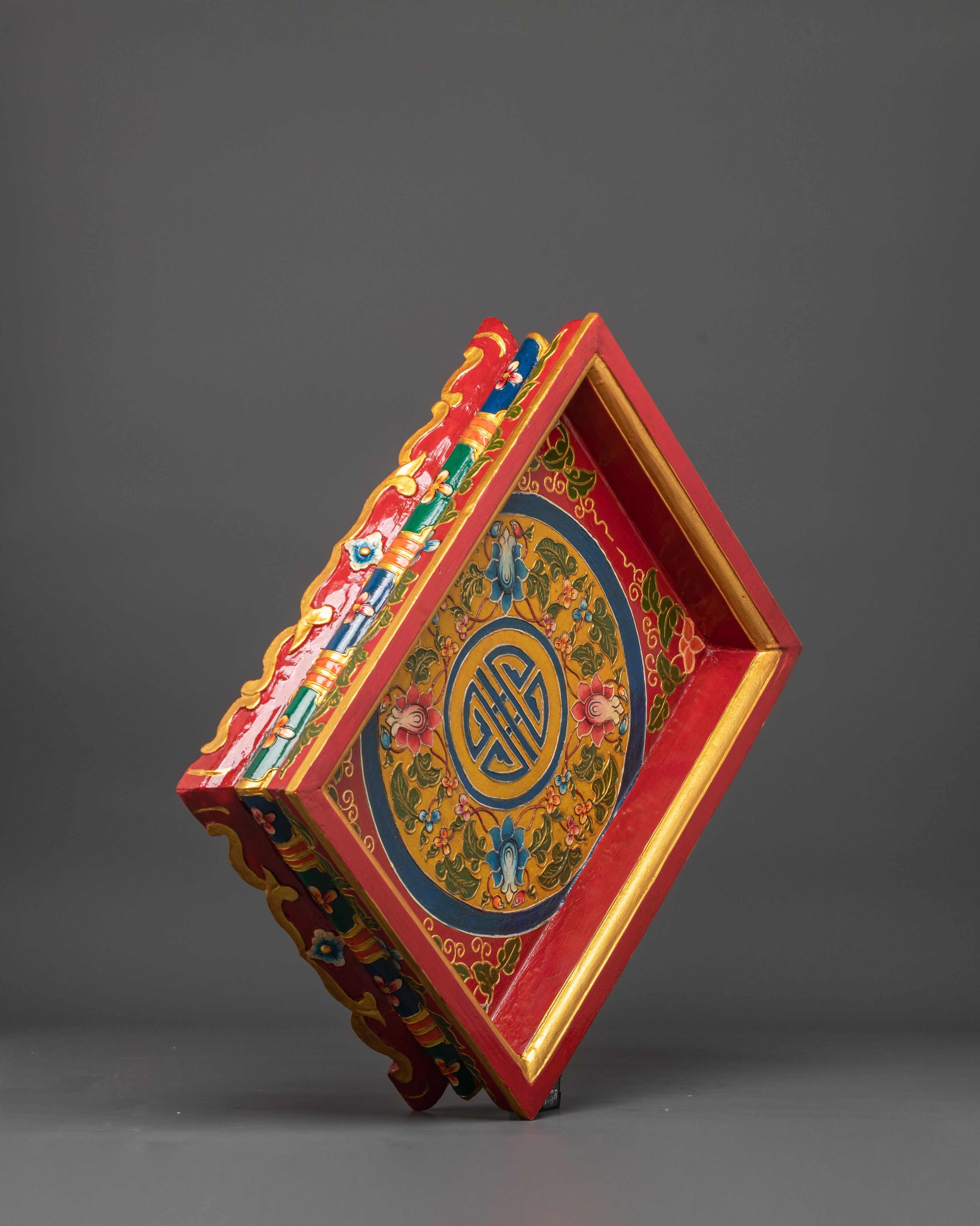 Wooden Tibetan Tray | Spiritual Tray for Rituals & Offering