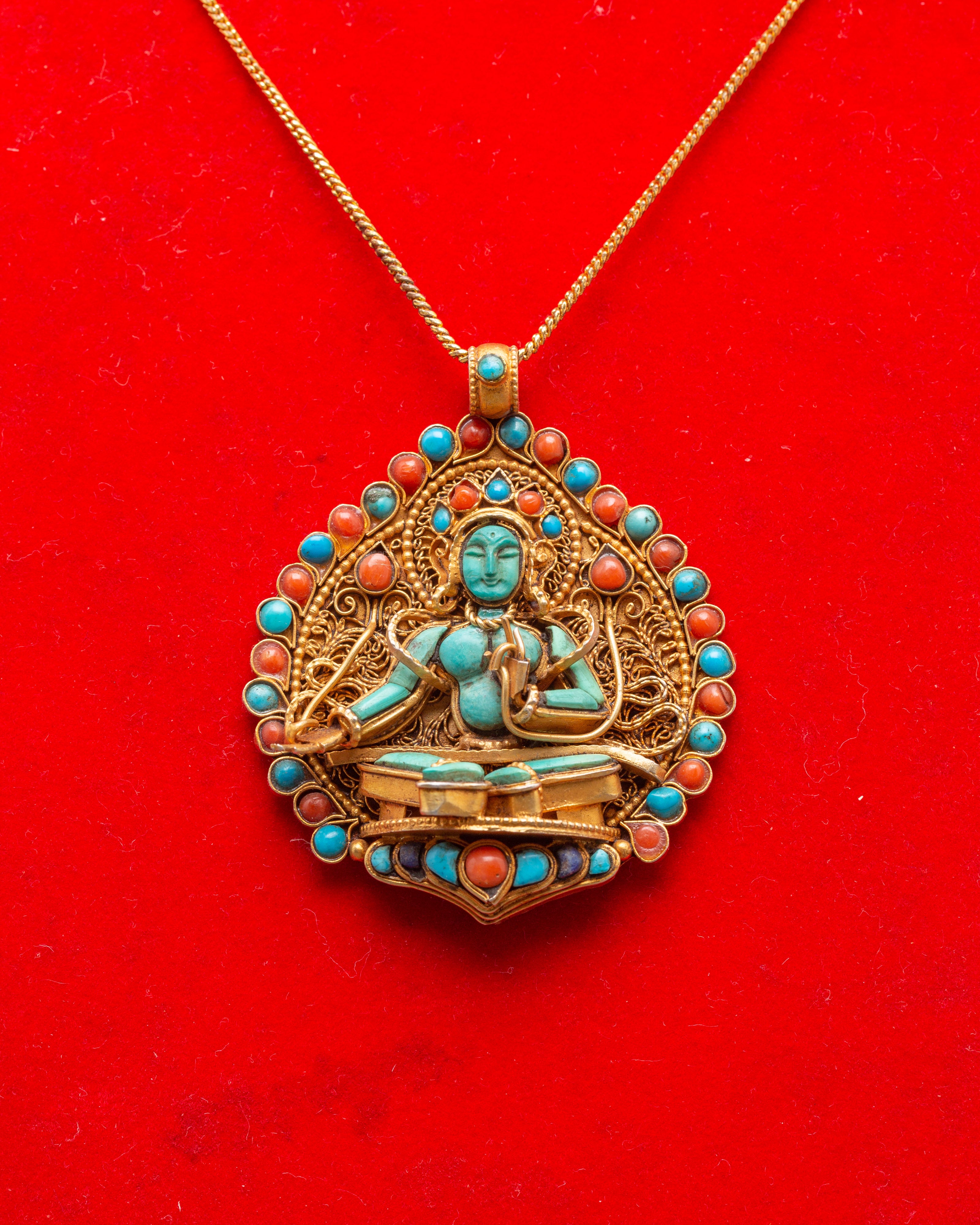 Handmade Green Tara Statue Locket | Mother of All Buddhas
