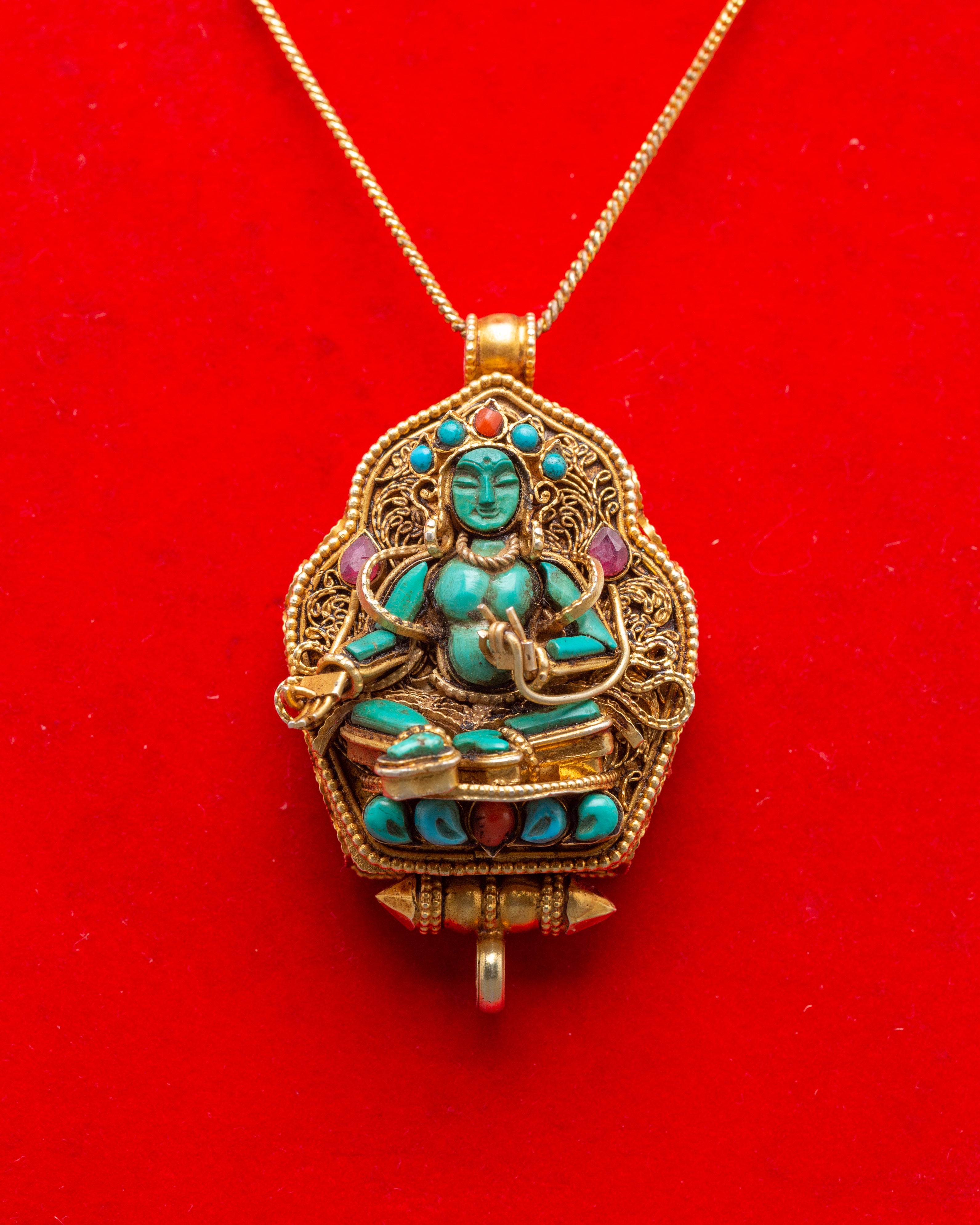Divine Green Tara Ghau Box Locket | Symbol of Compassion & Strength