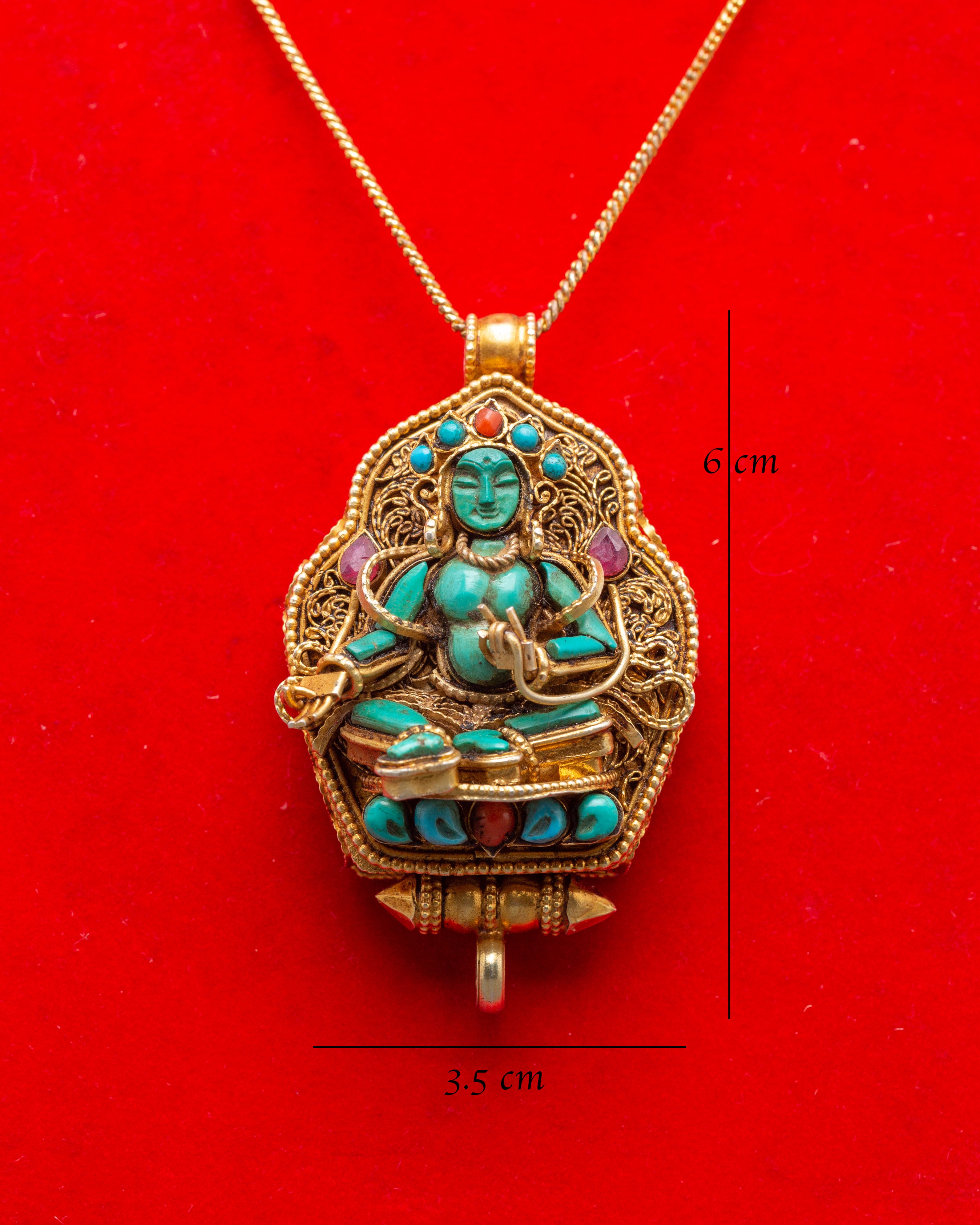 Divine Green Tara Ghau Box Locket | Symbol of Compassion & Strength