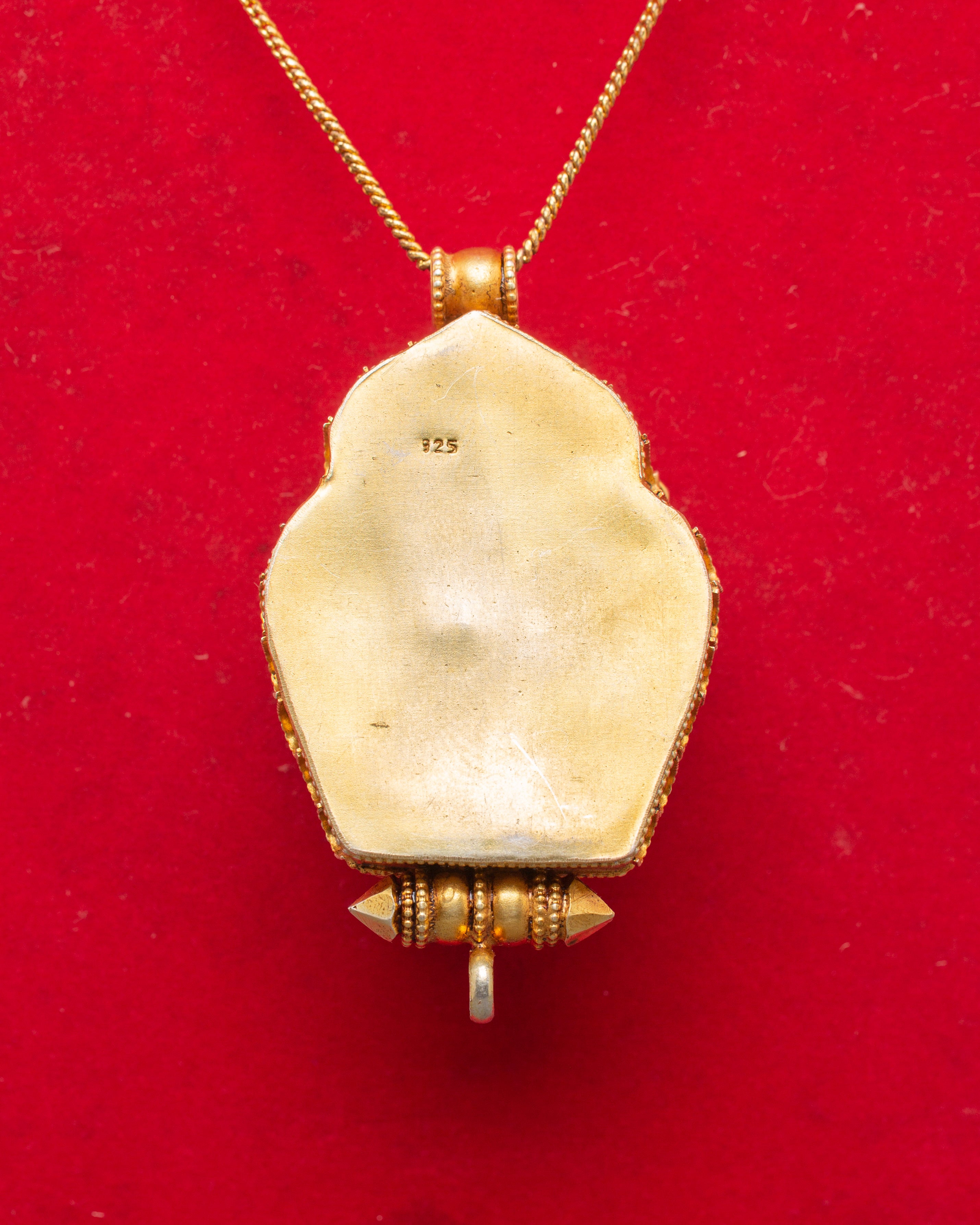 Sacred Gold Plated Chenrezig Ghau Box Locket | Buddhist Amulet