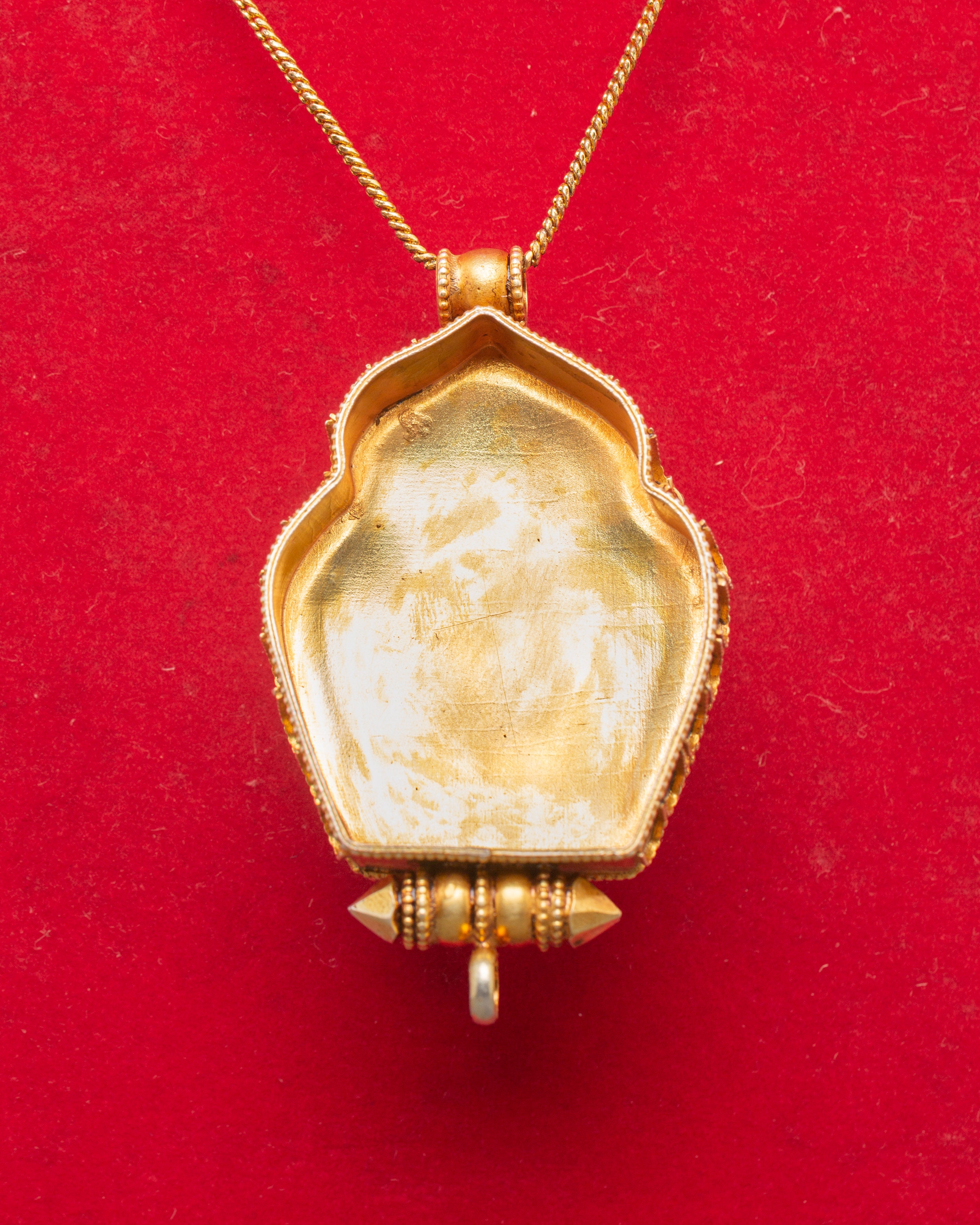 Sacred Gold Plated Chenrezig Ghau Box Locket | Buddhist Amulet