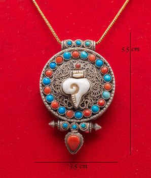 Conch Shell Silver Ghau Pendant | A Symbol of Peace and Protection