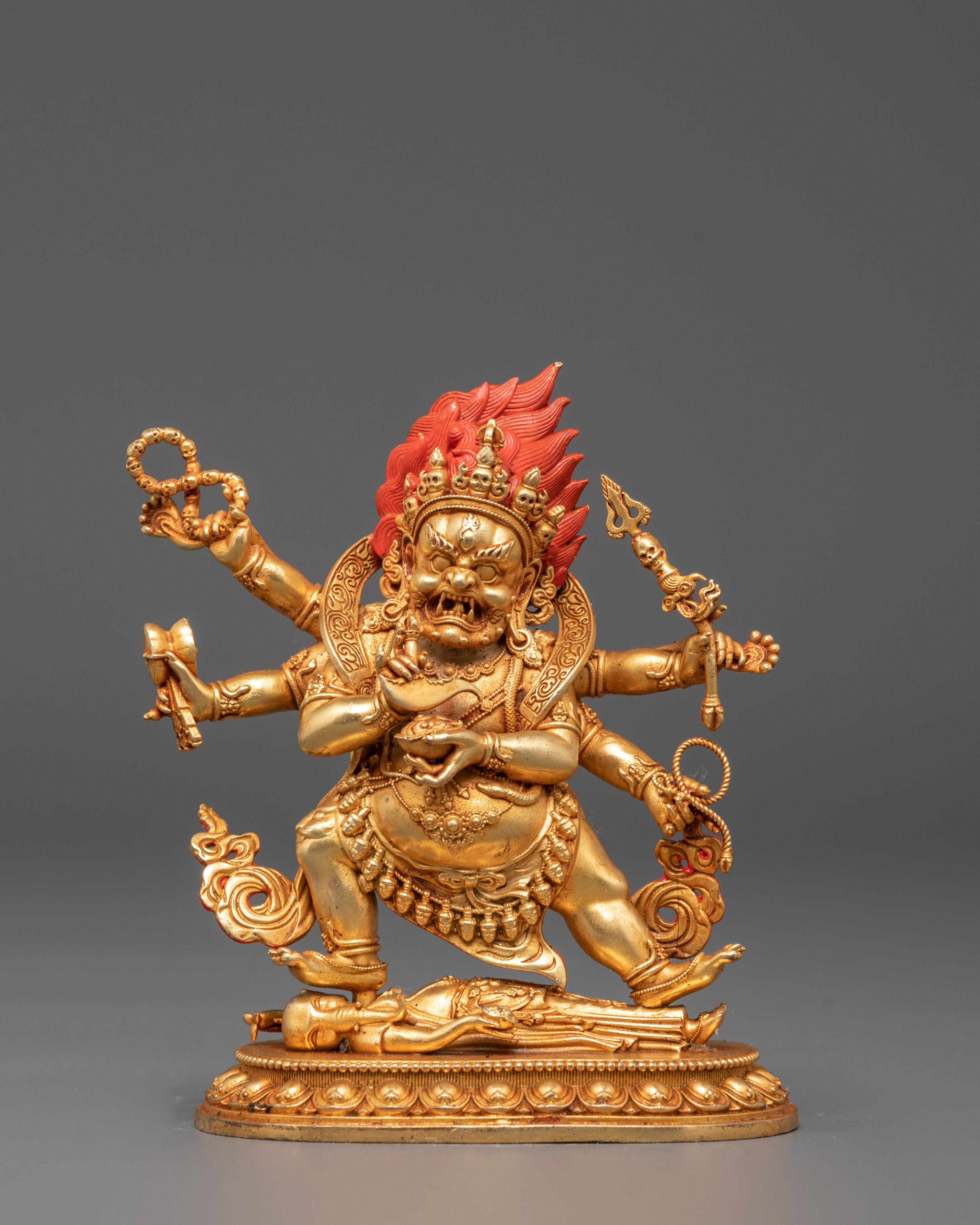 Tibetan Six Armed Mahakala Sculpture | A Sacred Guardian of Tibetan Buddhism