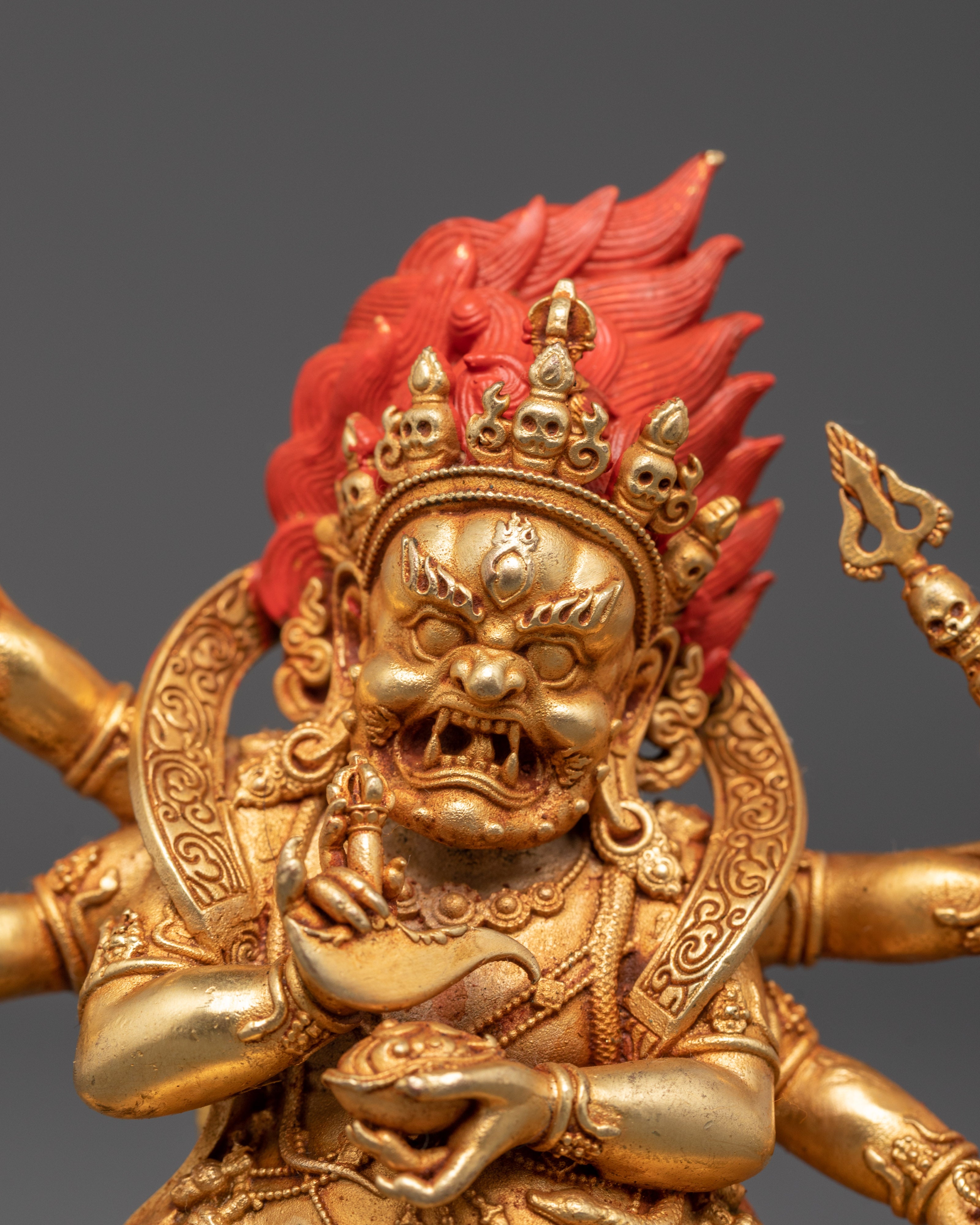 Tibetan Six Armed Mahakala Sculpture | A Sacred Guardian of Tibetan Buddhism