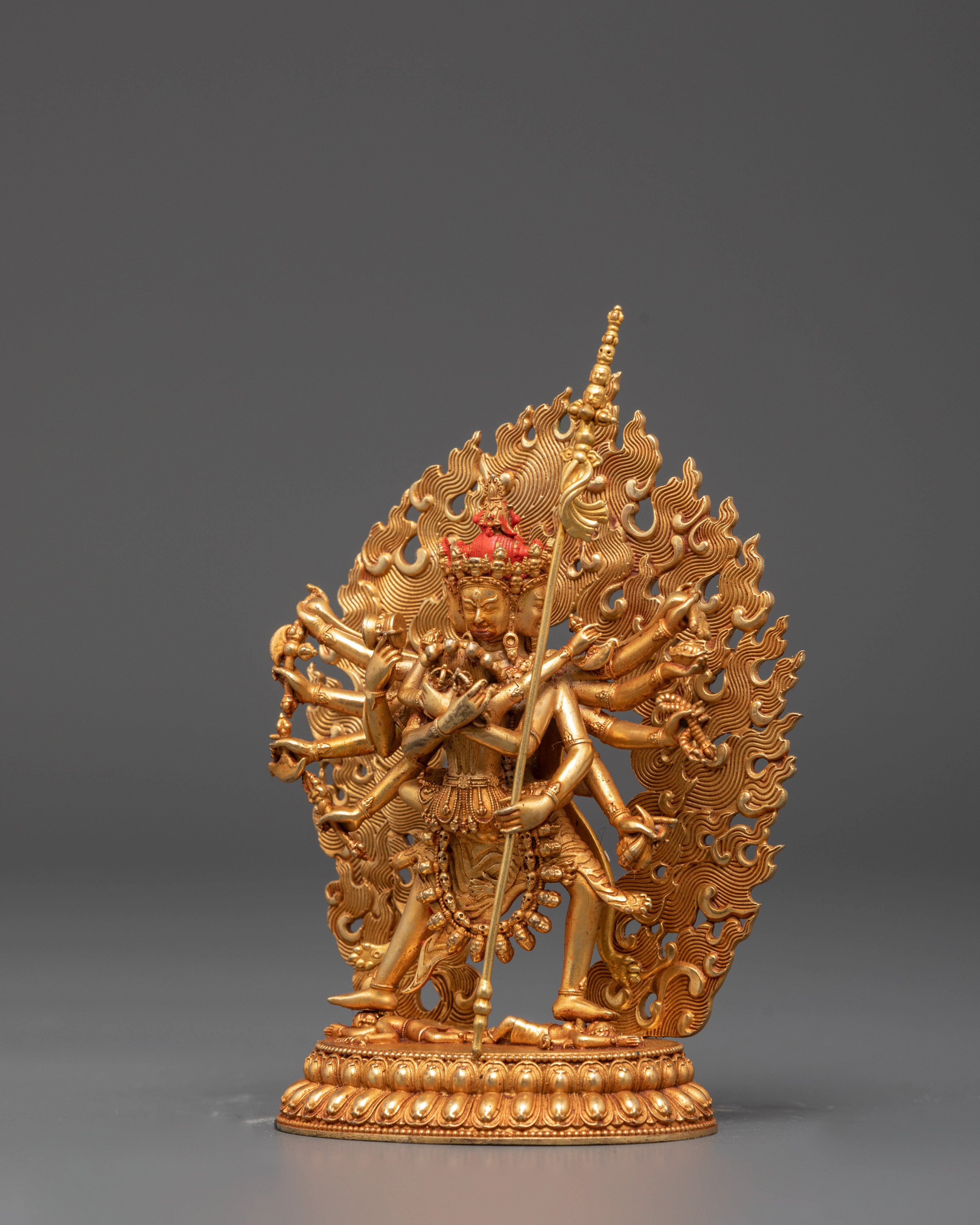 Sacred Chakrasambhara Statue with Consort | Gold-Plated Copper Buddhist Art