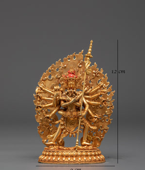Sacred Chakrasambhara Statue with Consort | Gold-Plated Copper Buddhist Art