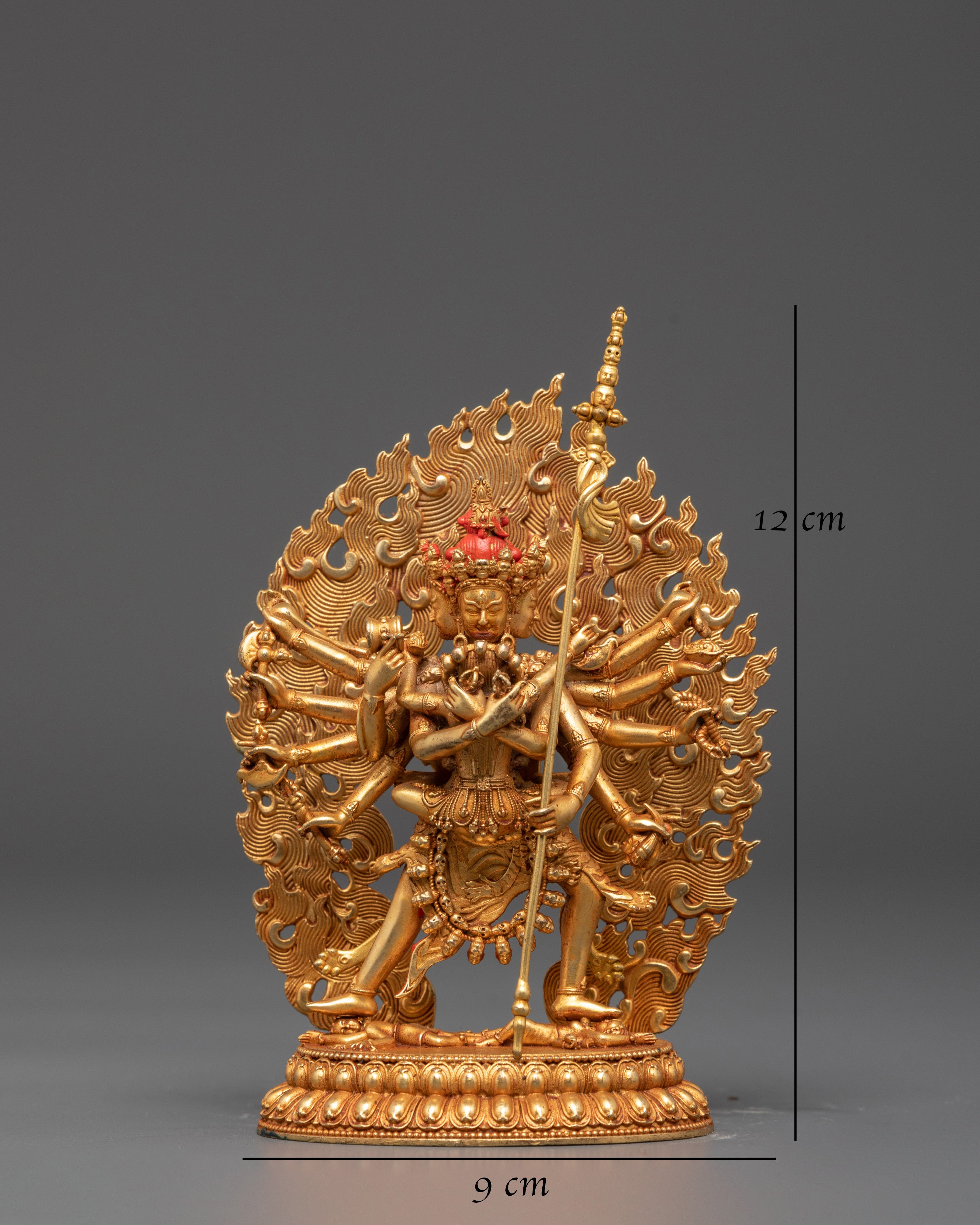Sacred Chakrasambhara Statue with Consort | Gold-Plated Copper Buddhist Art