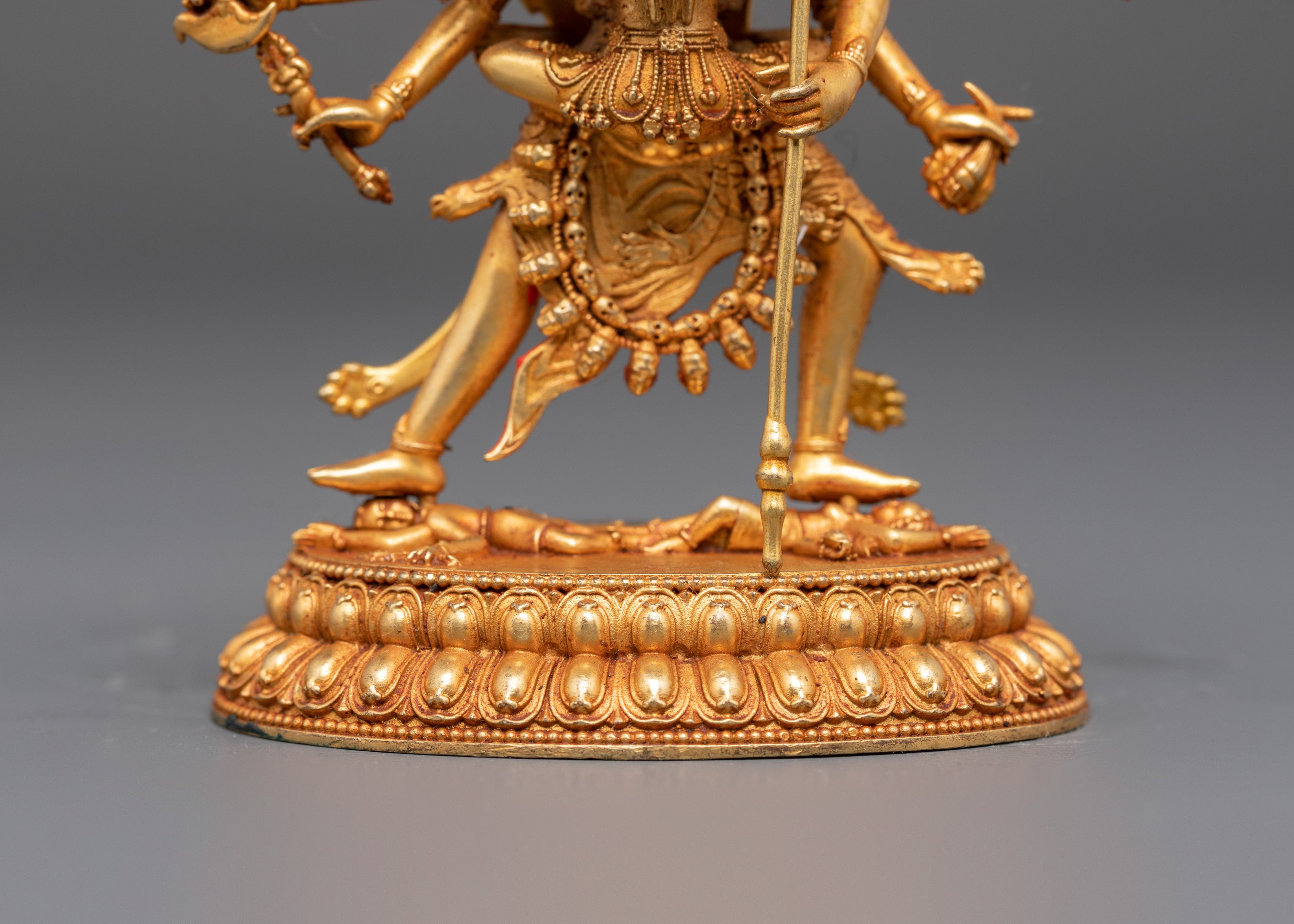 Sacred Chakrasambhara Statue with Consort | Gold-Plated Copper Buddhist Art