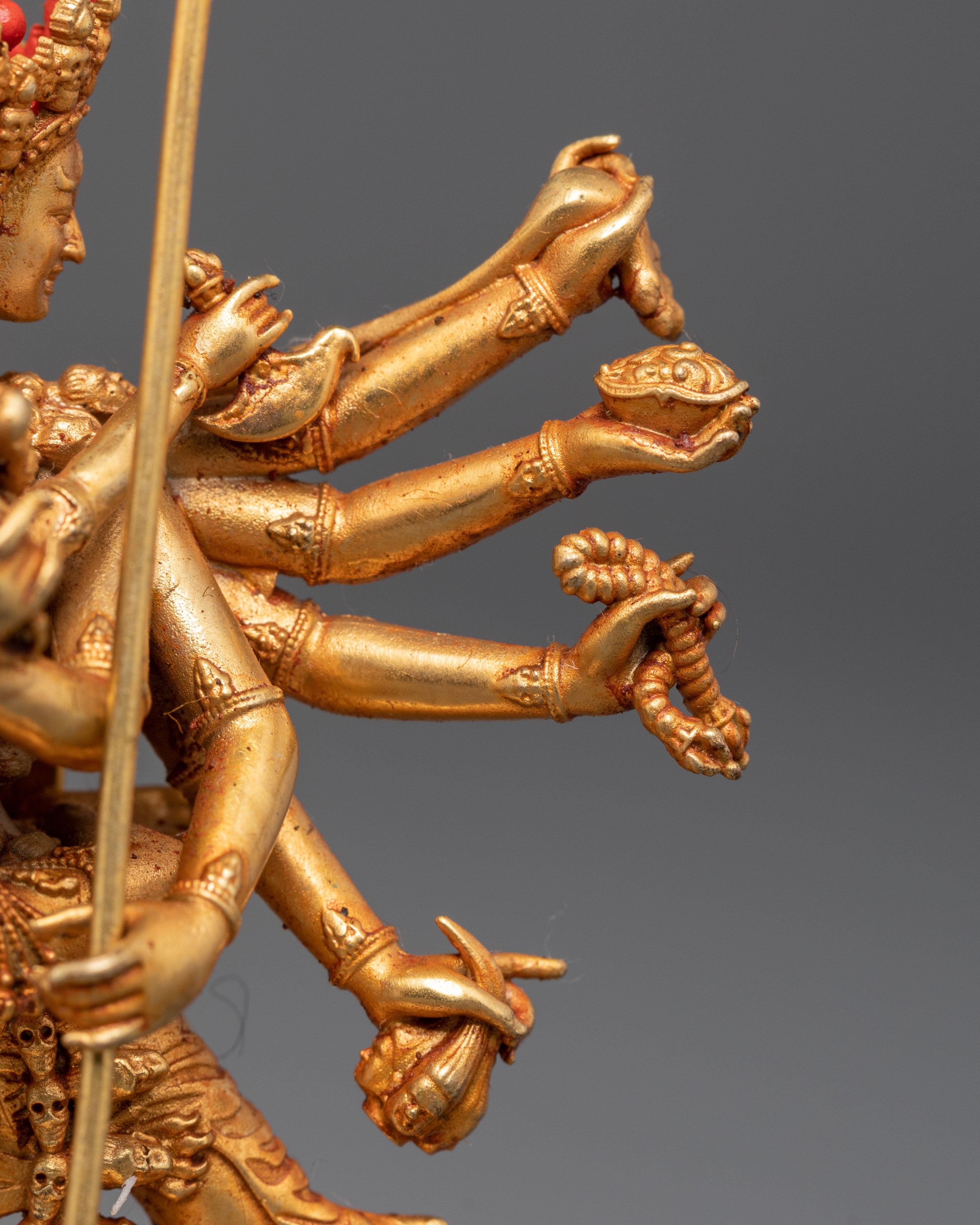 Sacred Chakrasambhara Statue with Consort | Gold-Plated Copper Buddhist Art
