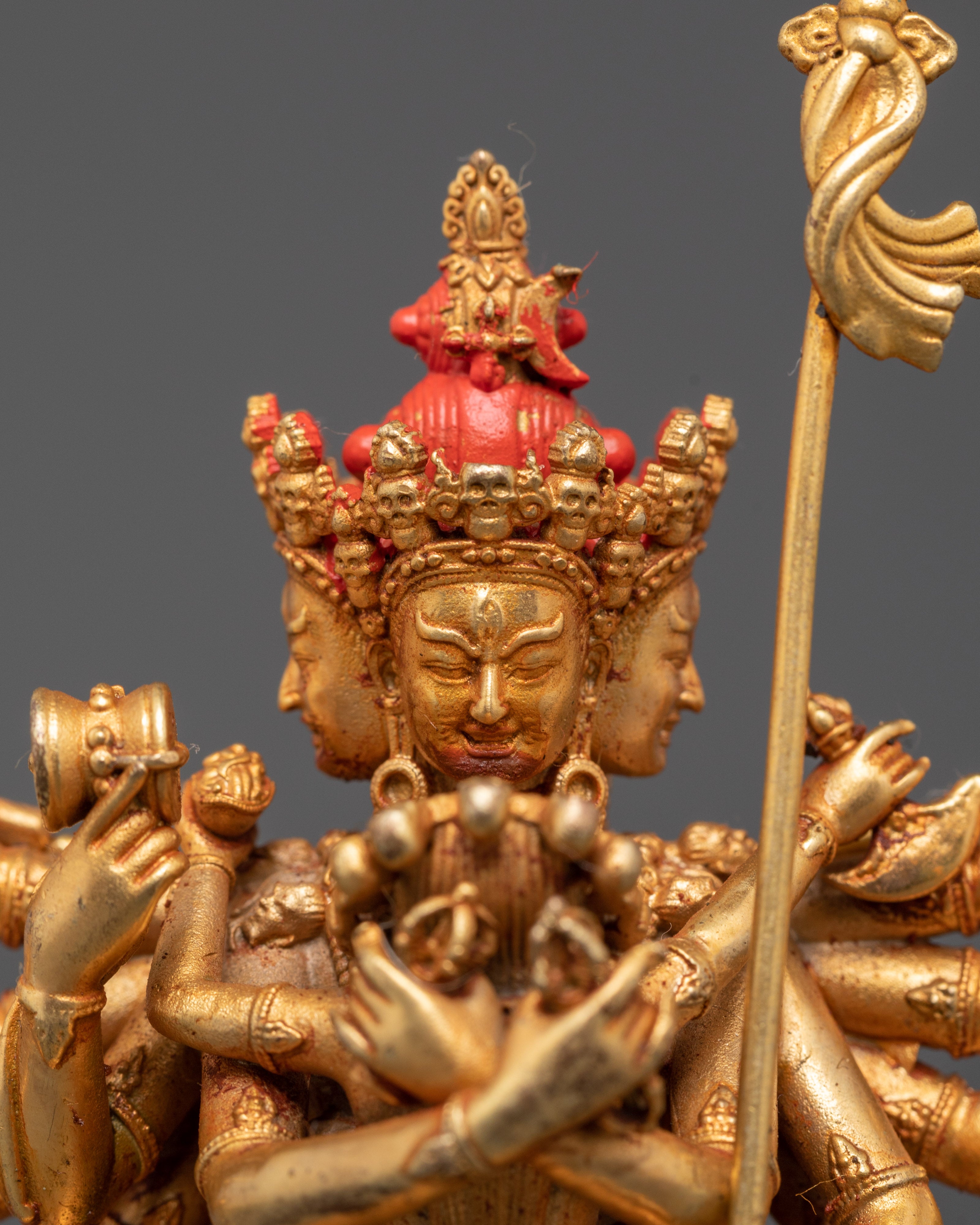 Sacred Chakrasambhara Statue with Consort | Gold-Plated Copper Buddhist Art