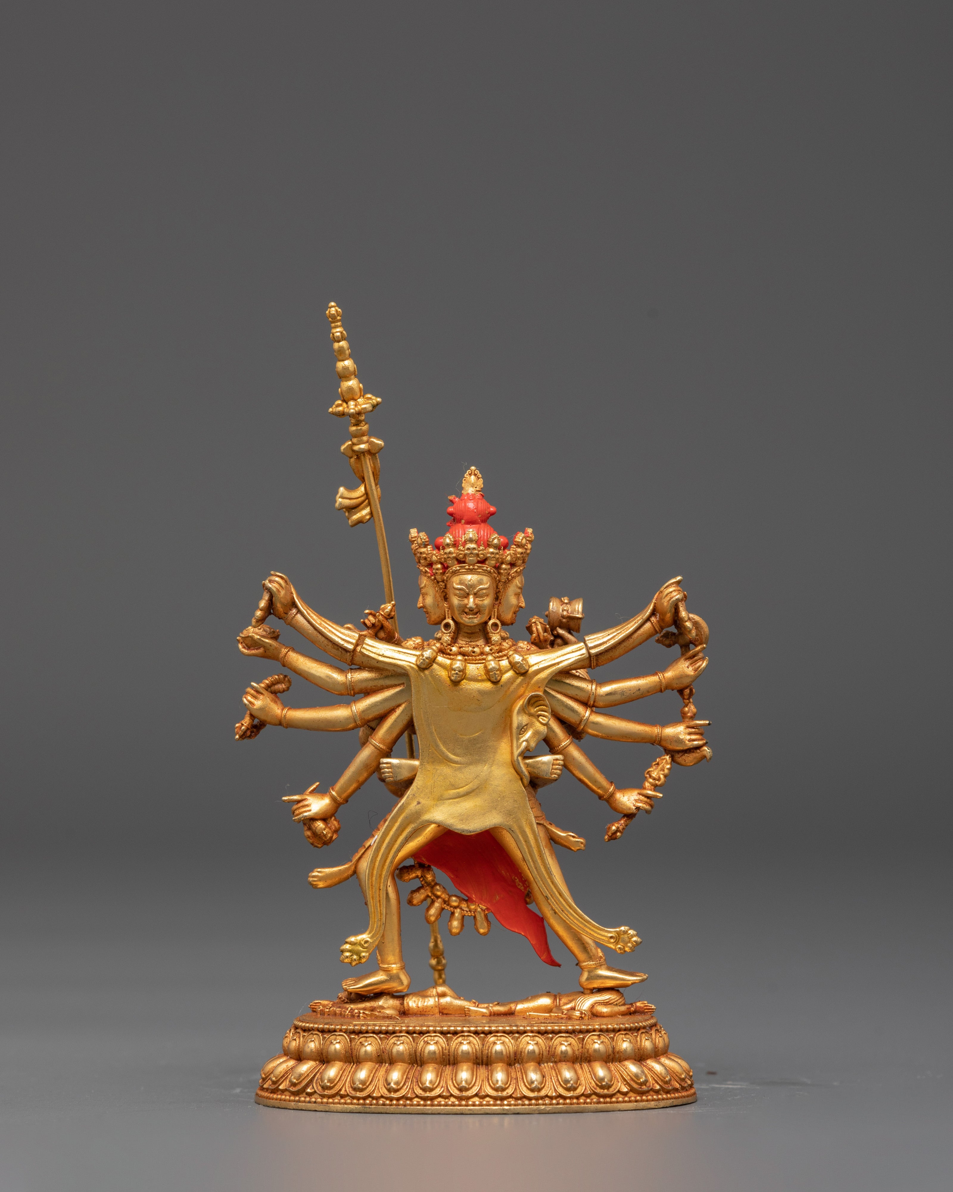 Sacred Chakrasambhara Statue with Consort | Gold-Plated Copper Buddhist Art