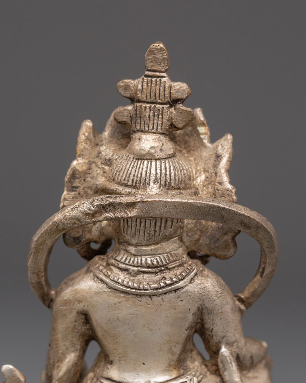 Sacred Statue of Wealth Icon Dzambhala | Silver Plated Copper Buddhist God of Prosperity